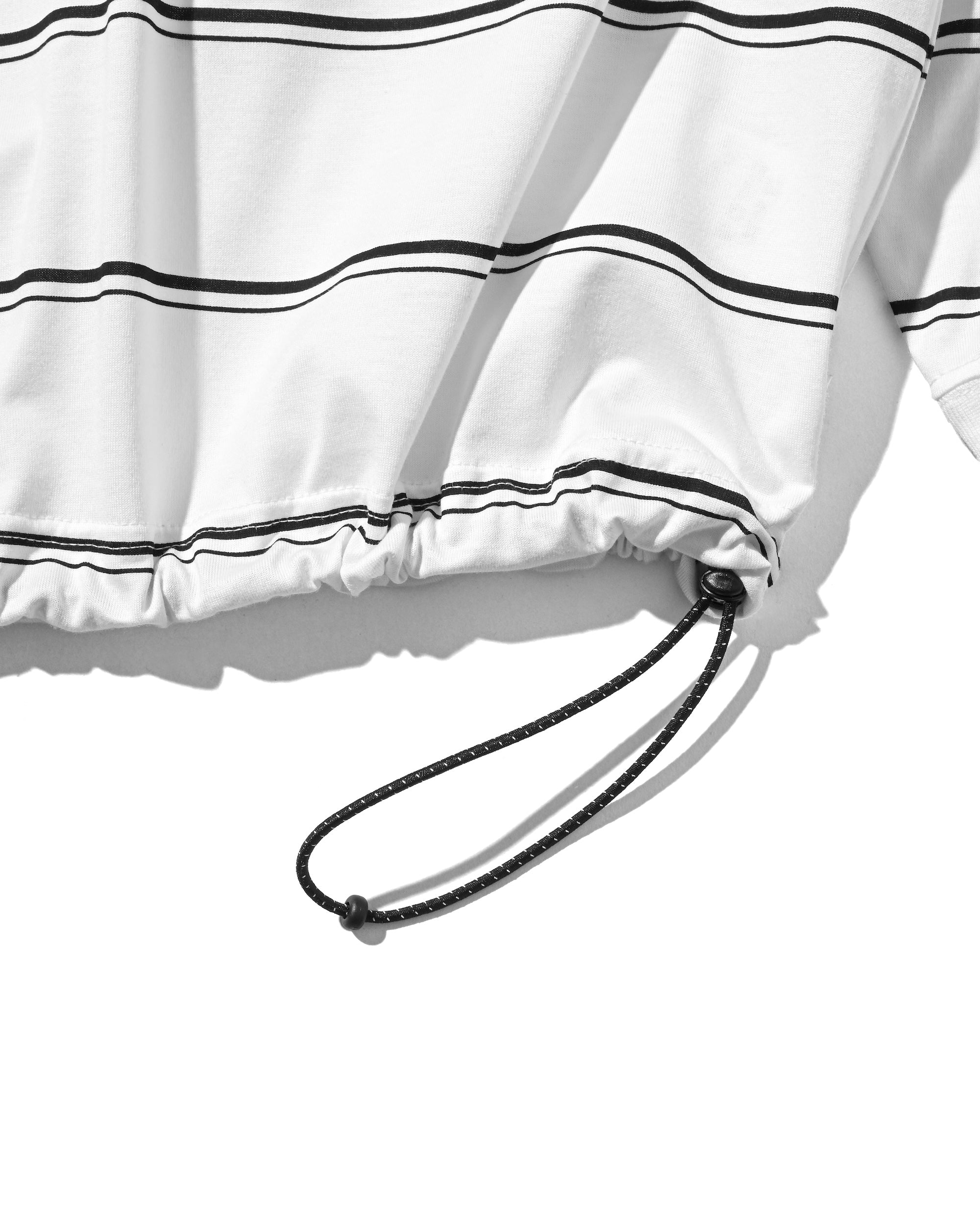 THICK THIN STRIPE L/S T-SHIRT WITH DRAWSTRINGS (WHITE))