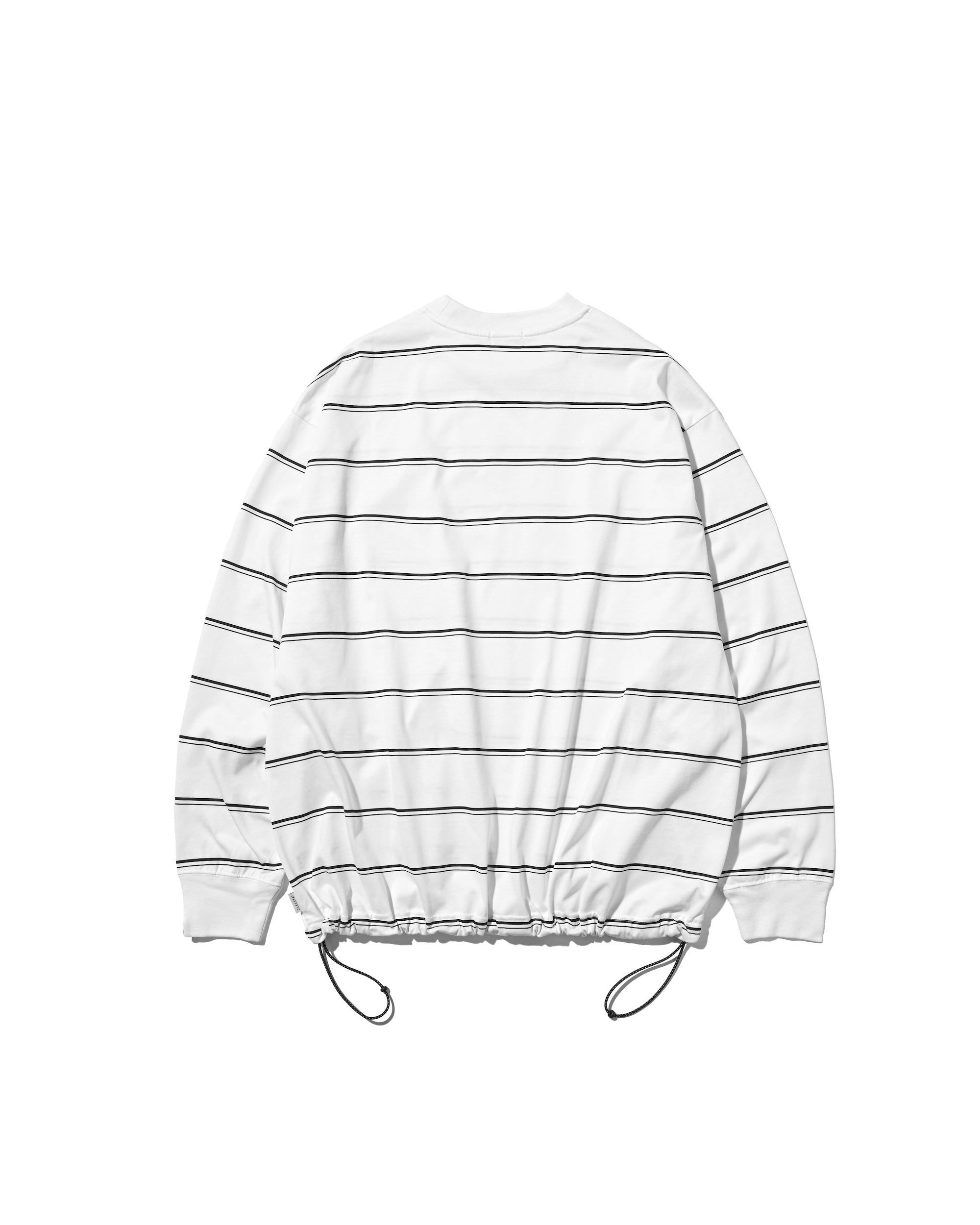 THICK THIN STRIPE L/S T-SHIRT WITH DRAWSTRINGS (WHITE))