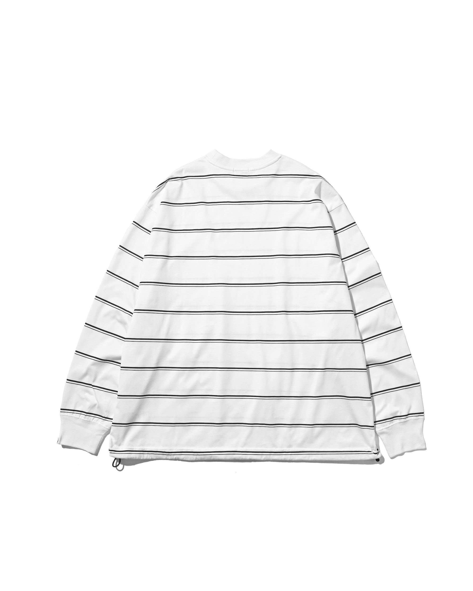 THICK THIN STRIPE L/S T-SHIRT WITH DRAWSTRINGS (WHITE))