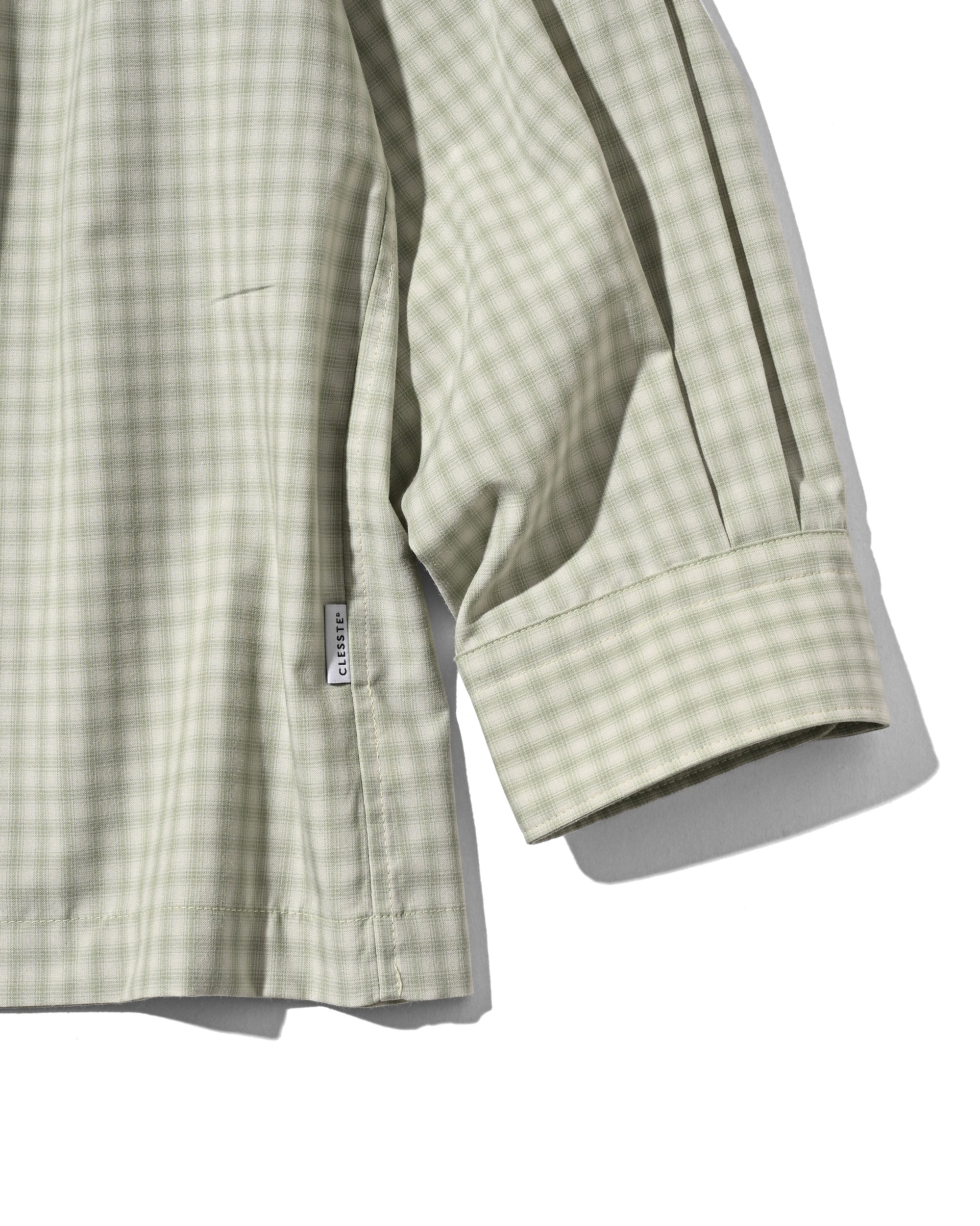 【5.20 WED 20:00- IN STOCK】OMBRE CHECK OPEN COLLAR L/S SHIRT (LIGHT MINI GREEN)