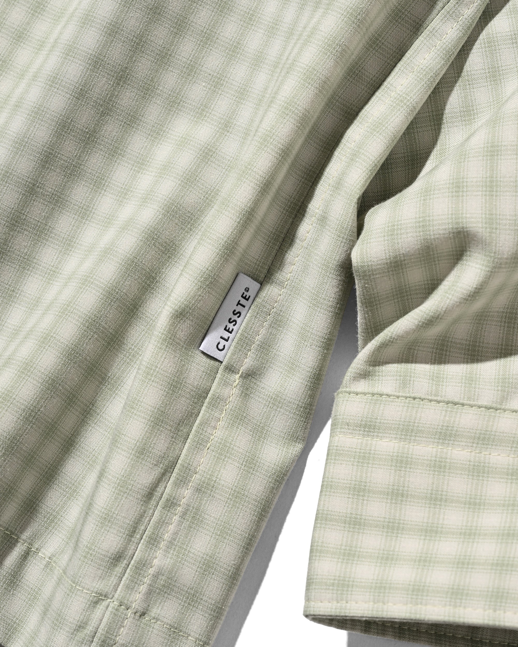 【5.20 WED 20:00- IN STOCK】OMBRE CHECK OPEN COLLAR L/S SHIRT (LIGHT MINI GREEN)
