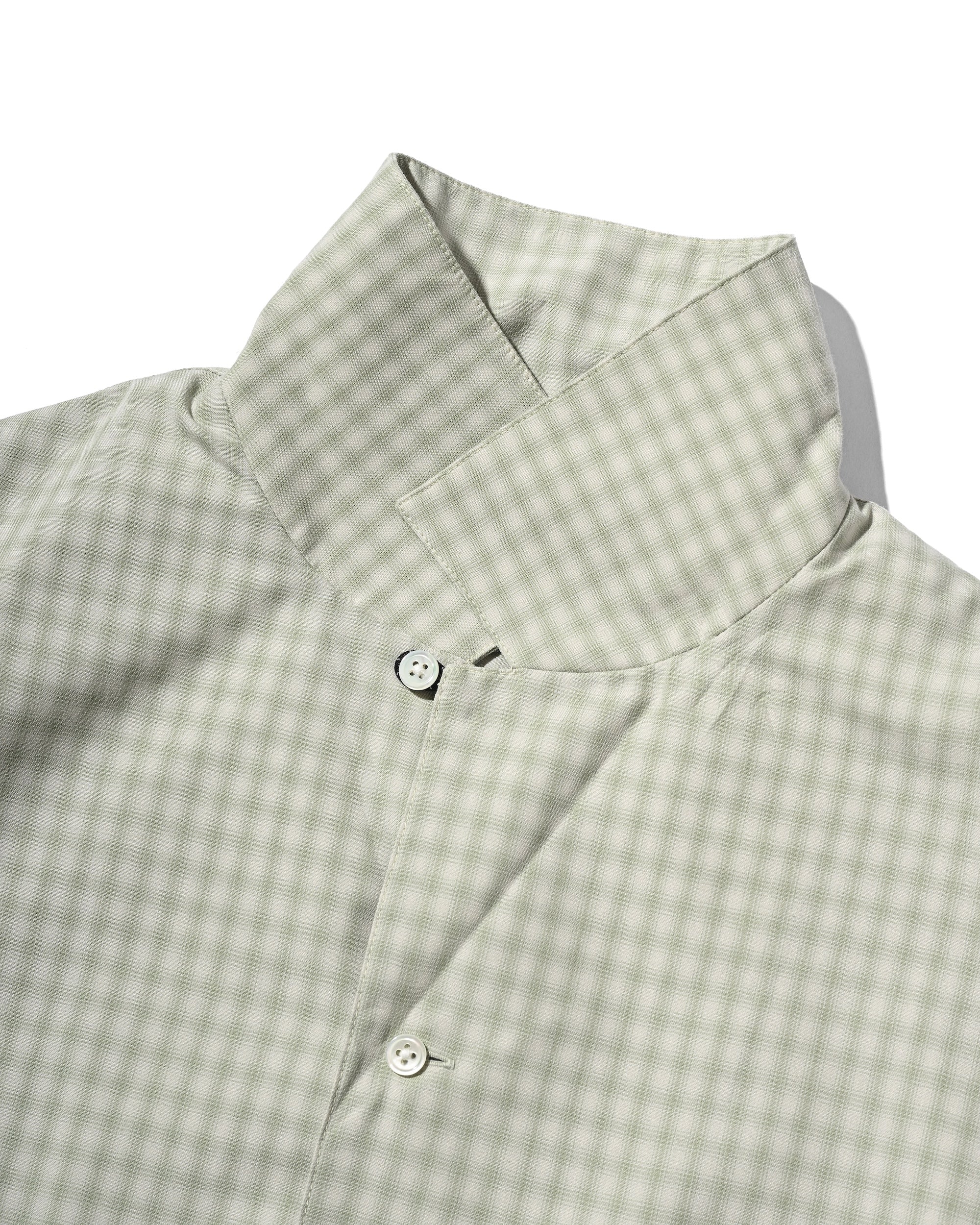 【5.20 WED 20:00- IN STOCK】OMBRE CHECK OPEN COLLAR L/S SHIRT (LIGHT MINI GREEN)