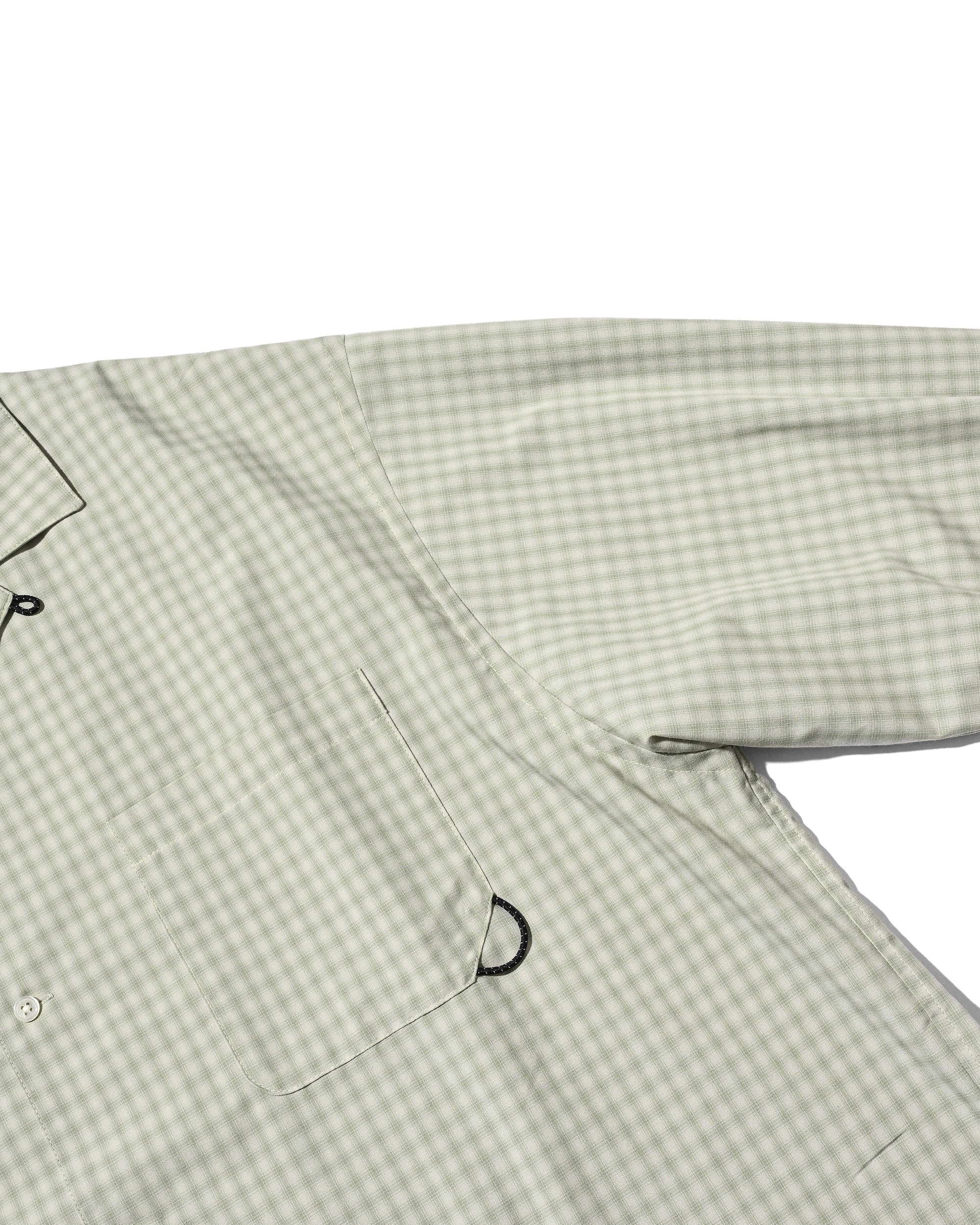 【5.20 WED 20:00- IN STOCK】OMBRE CHECK OPEN COLLAR L/S SHIRT (LIGHT MINI GREEN)
