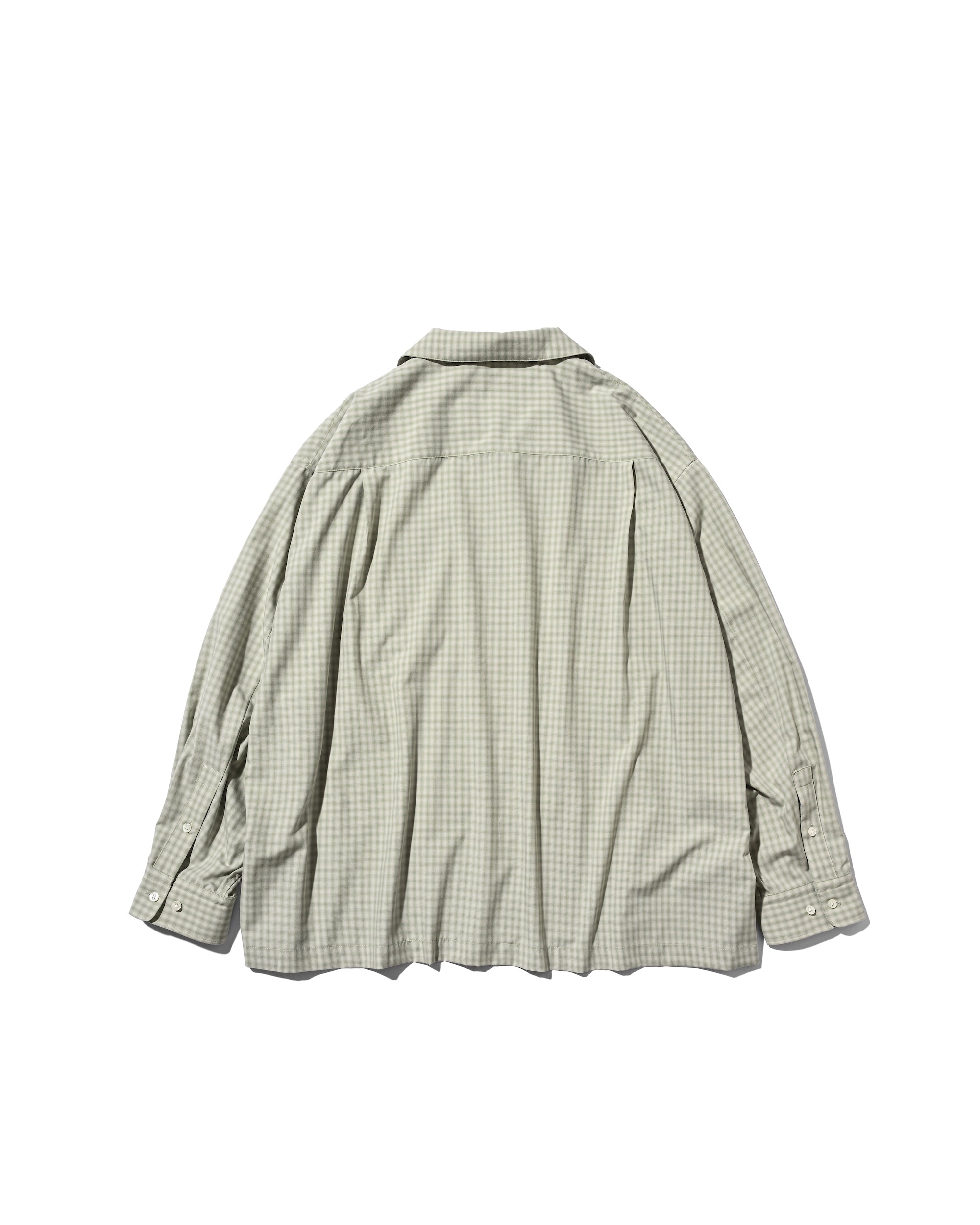 【5.20 WED 20:00- IN STOCK】OMBRE CHECK OPEN COLLAR L/S SHIRT (LIGHT MINI GREEN)