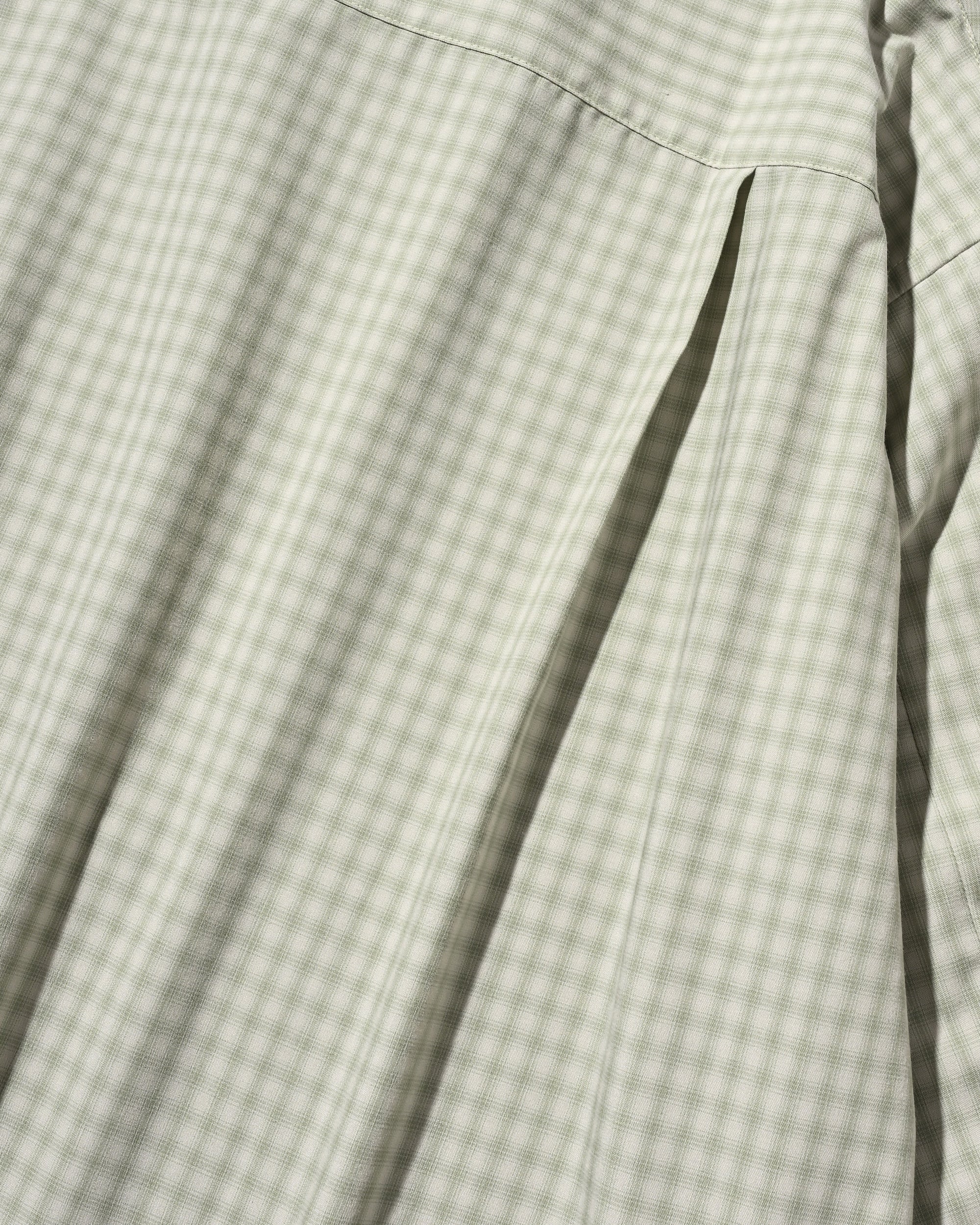【5.20 WED 20:00- IN STOCK】OMBRE CHECK OPEN COLLAR L/S SHIRT (LIGHT MINI GREEN)