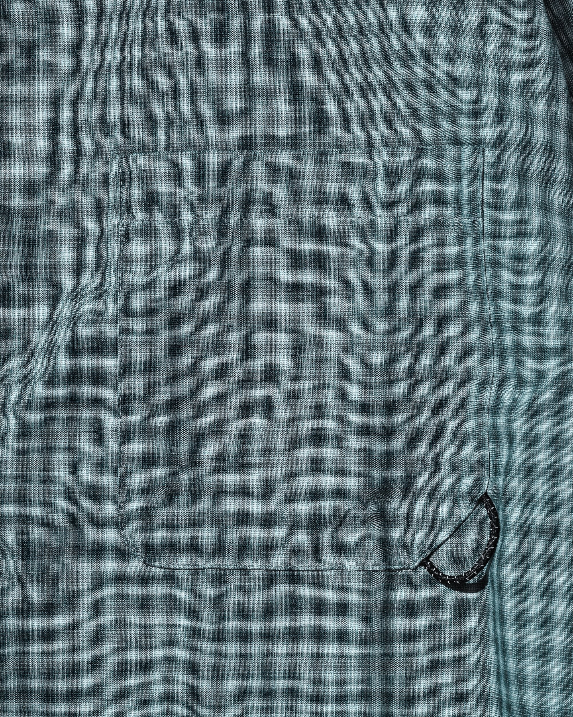 【5.20 WED 20:00- IN STOCK】MINI OMBRE CHECK OPEN COLLAR L/S SHIRT (BLUE)