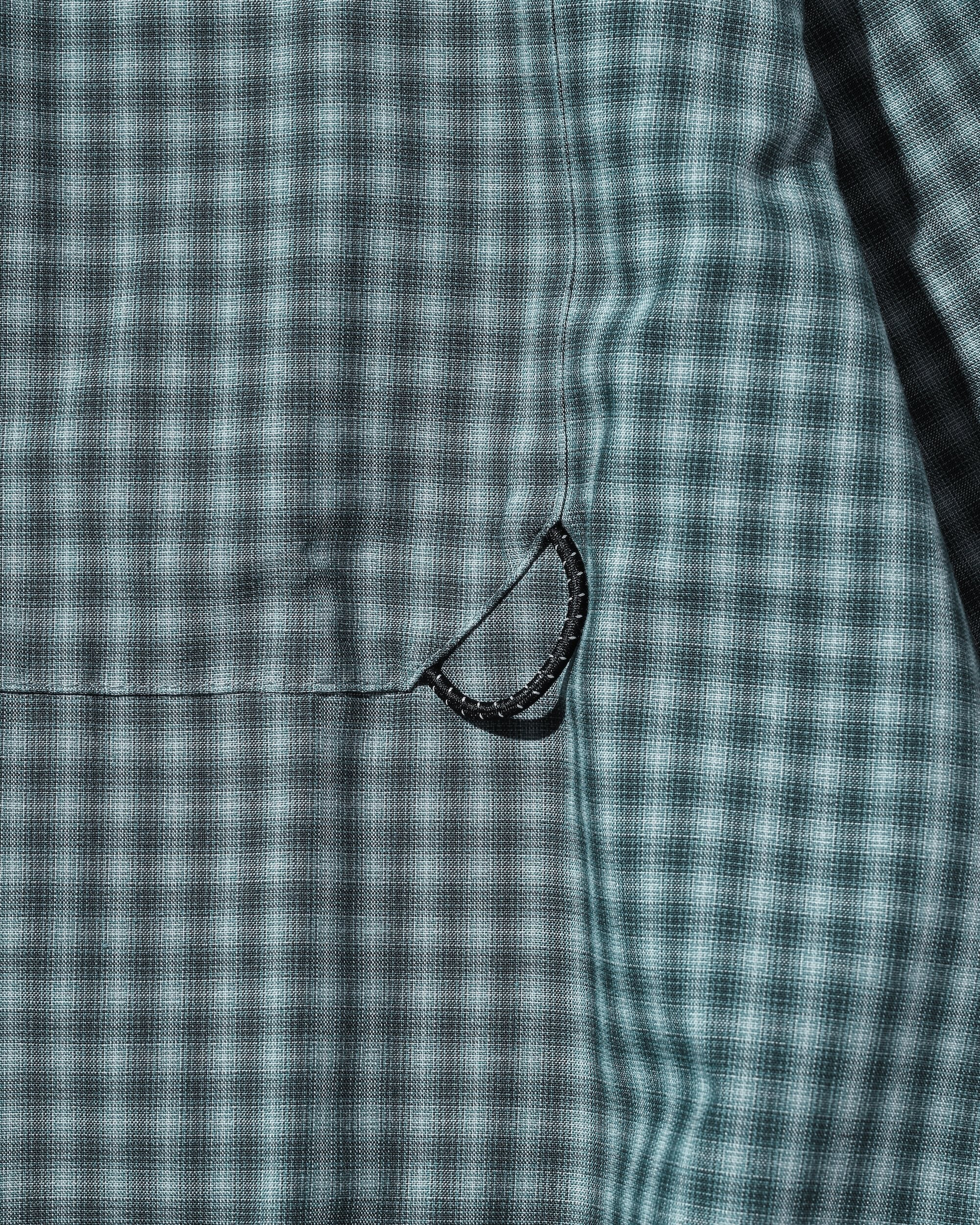 【5.20 WED 20:00- IN STOCK】MINI OMBRE CHECK OPEN COLLAR L/S SHIRT (BLUE)