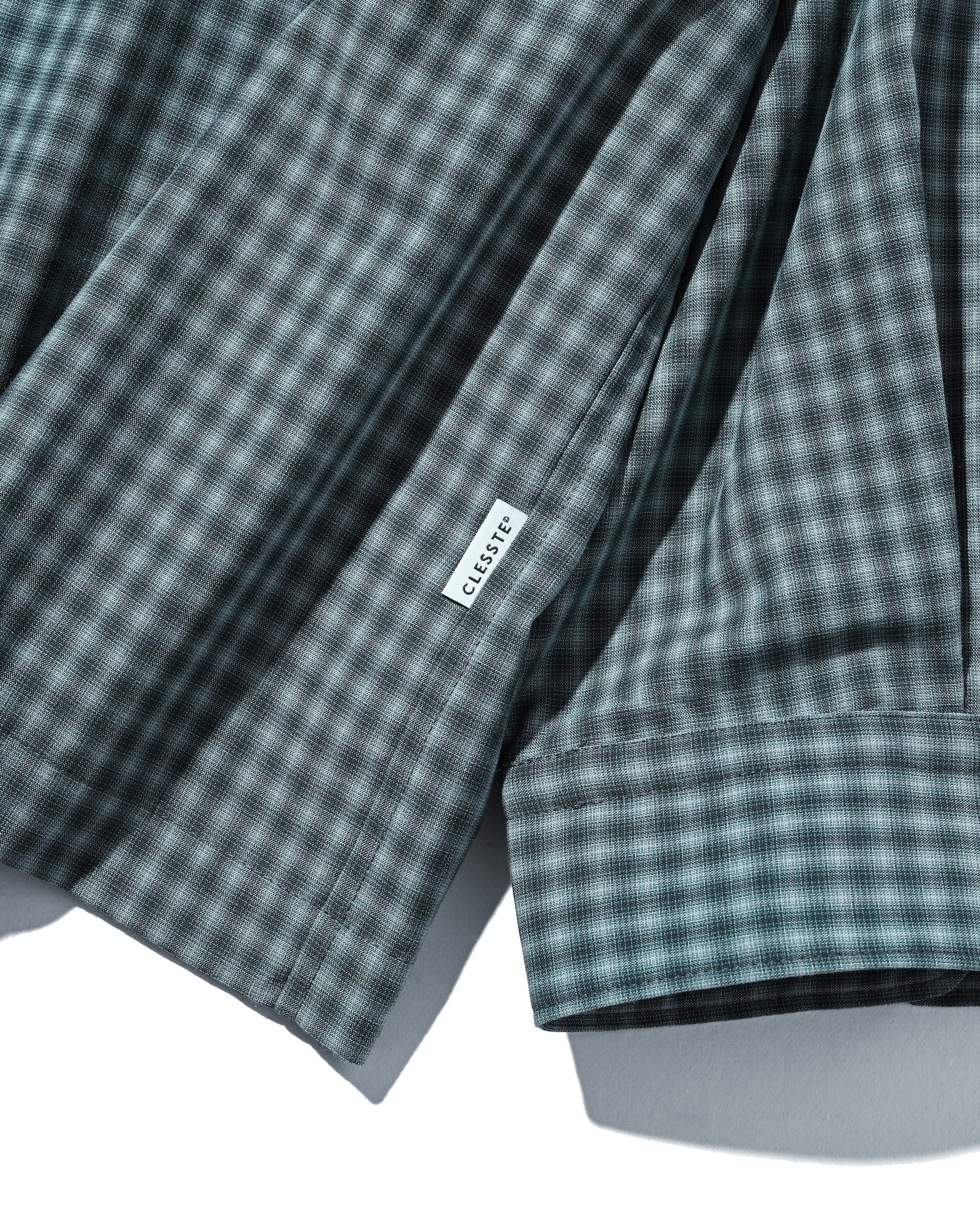 【5.20 WED 20:00- IN STOCK】MINI OMBRE CHECK OPEN COLLAR L/S SHIRT (BLUE)