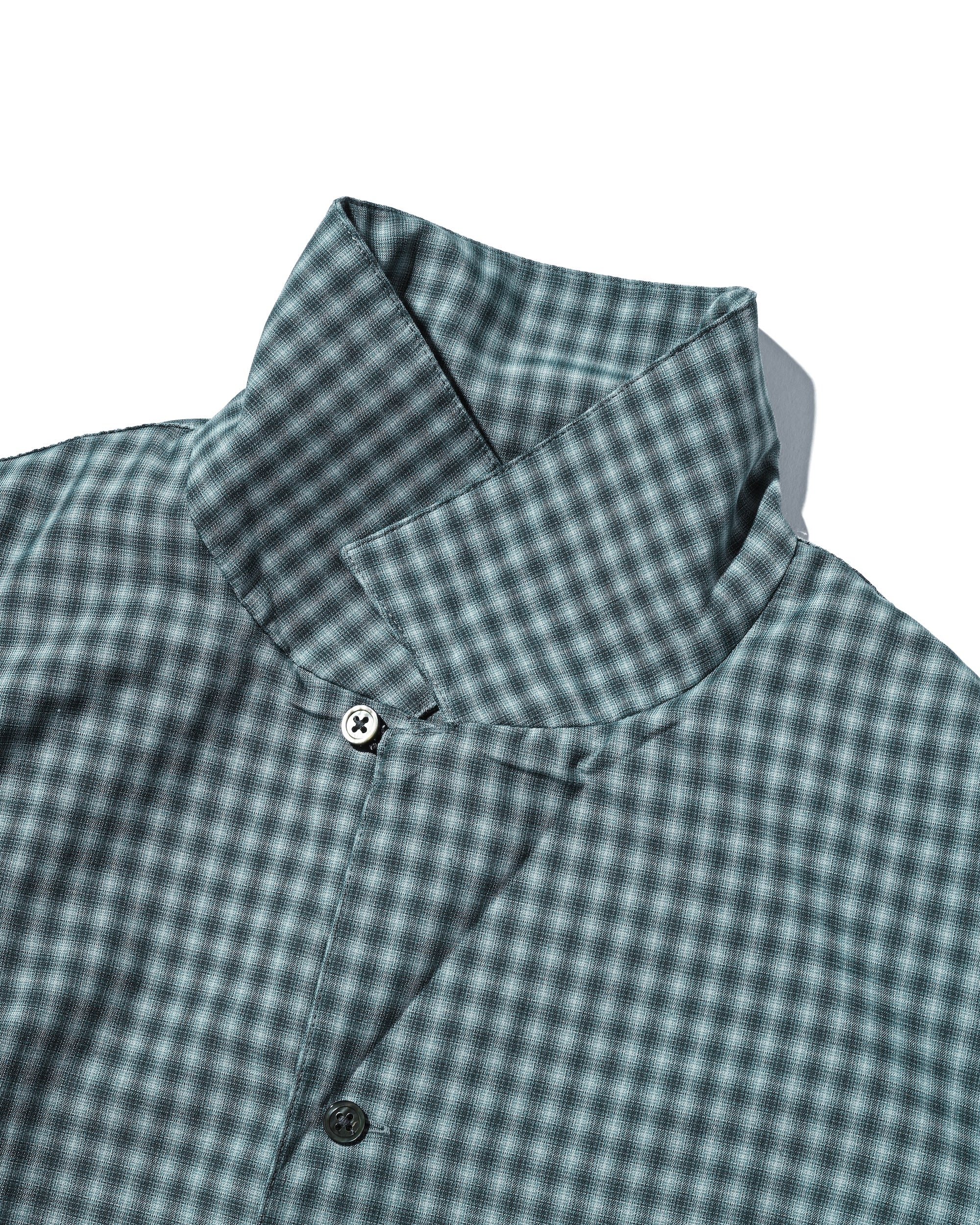 【5.20 WED 20:00- IN STOCK】MINI OMBRE CHECK OPEN COLLAR L/S SHIRT (BLUE)