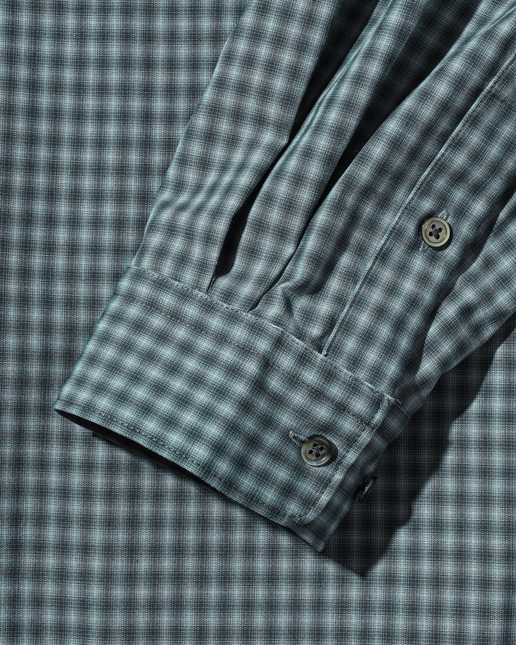 【5.20 WED 20:00- IN STOCK】MINI OMBRE CHECK OPEN COLLAR L/S SHIRT (BLUE)