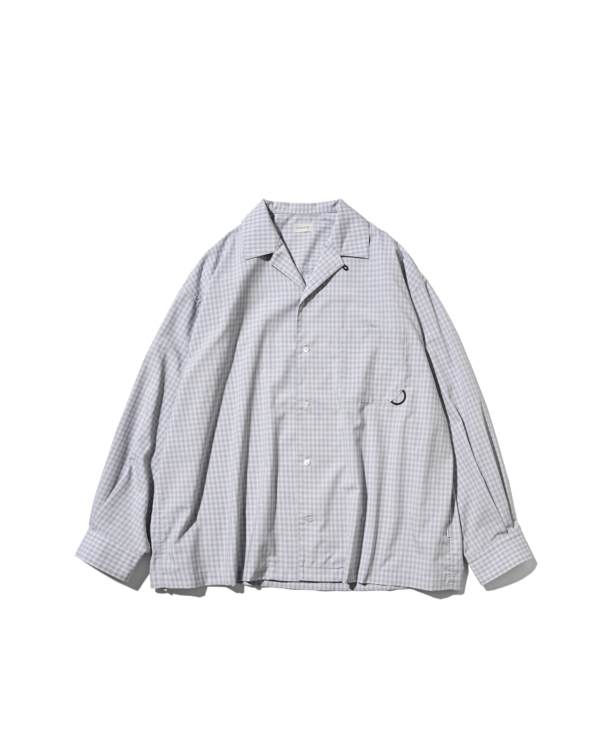 【5.20 WED 20:00- IN STOCK】MINI OMBRE CHECK OPEN COLLAR L/S SHIRT (LIGHT GRAY)