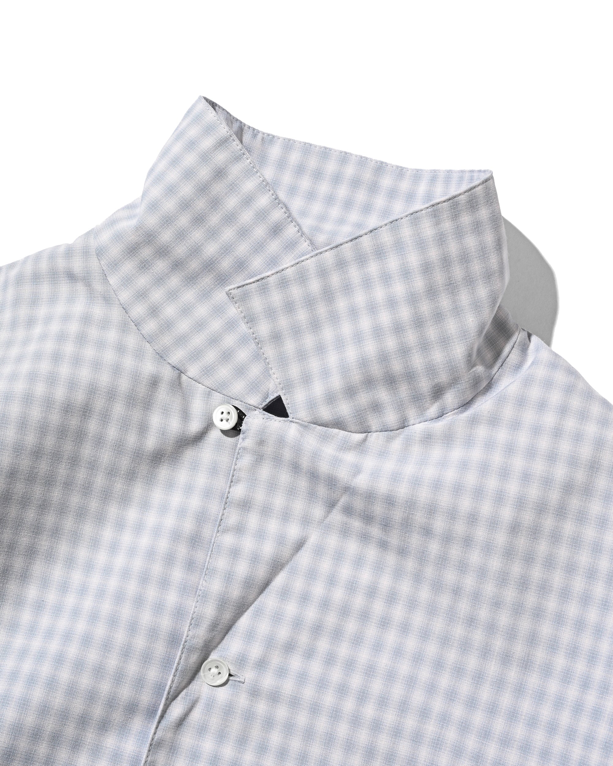 【5.20 WED 20:00- IN STOCK】MINI OMBRE CHECK OPEN COLLAR L/S SHIRT (LIGHT GRAY)