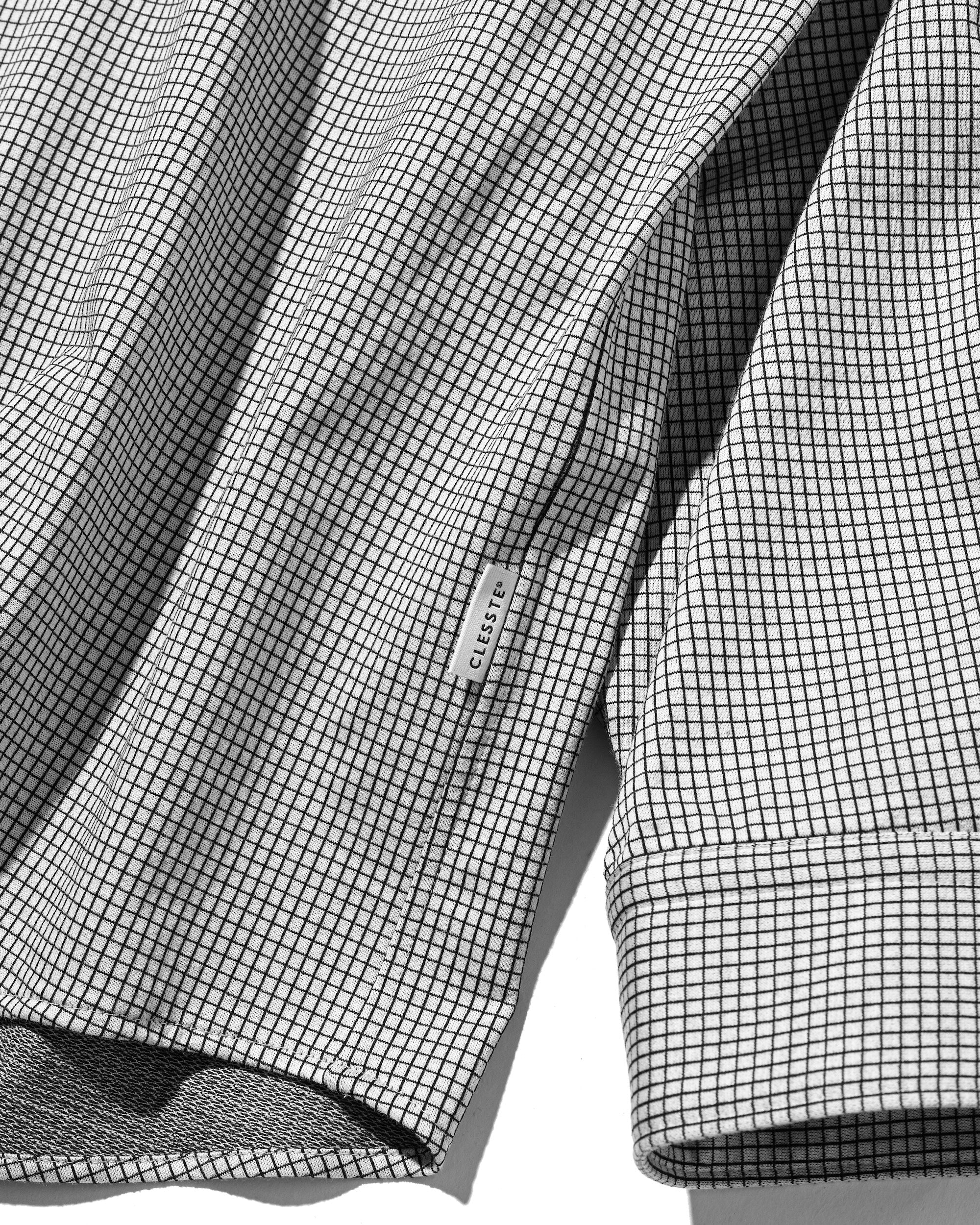 MINI GRID CHECK 36G KNIT EVERYDAY L/S SHIRT (WHITE×BLACK)