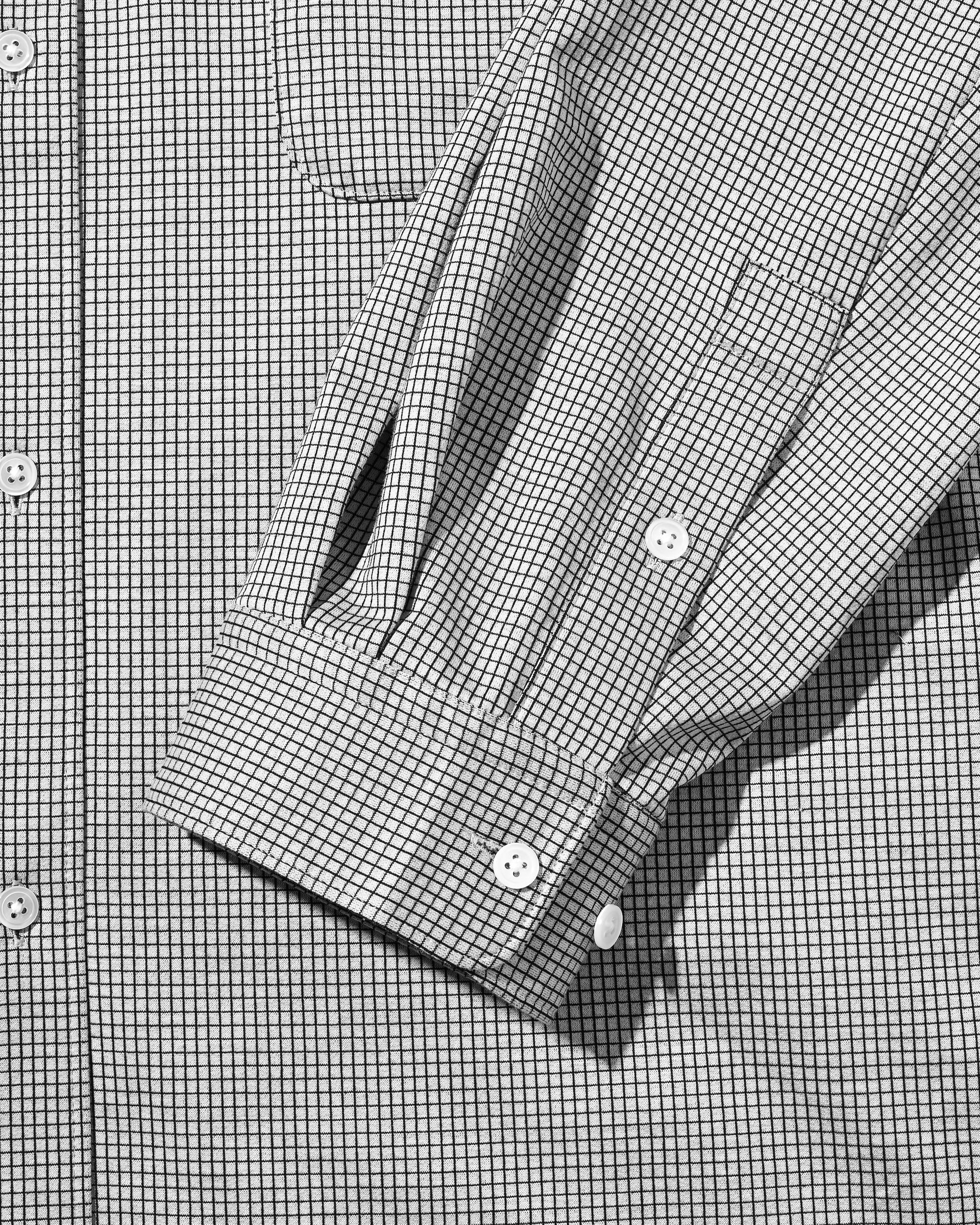 MINI GRID CHECK 36G KNIT EVERYDAY L/S SHIRT (WHITE×BLACK)