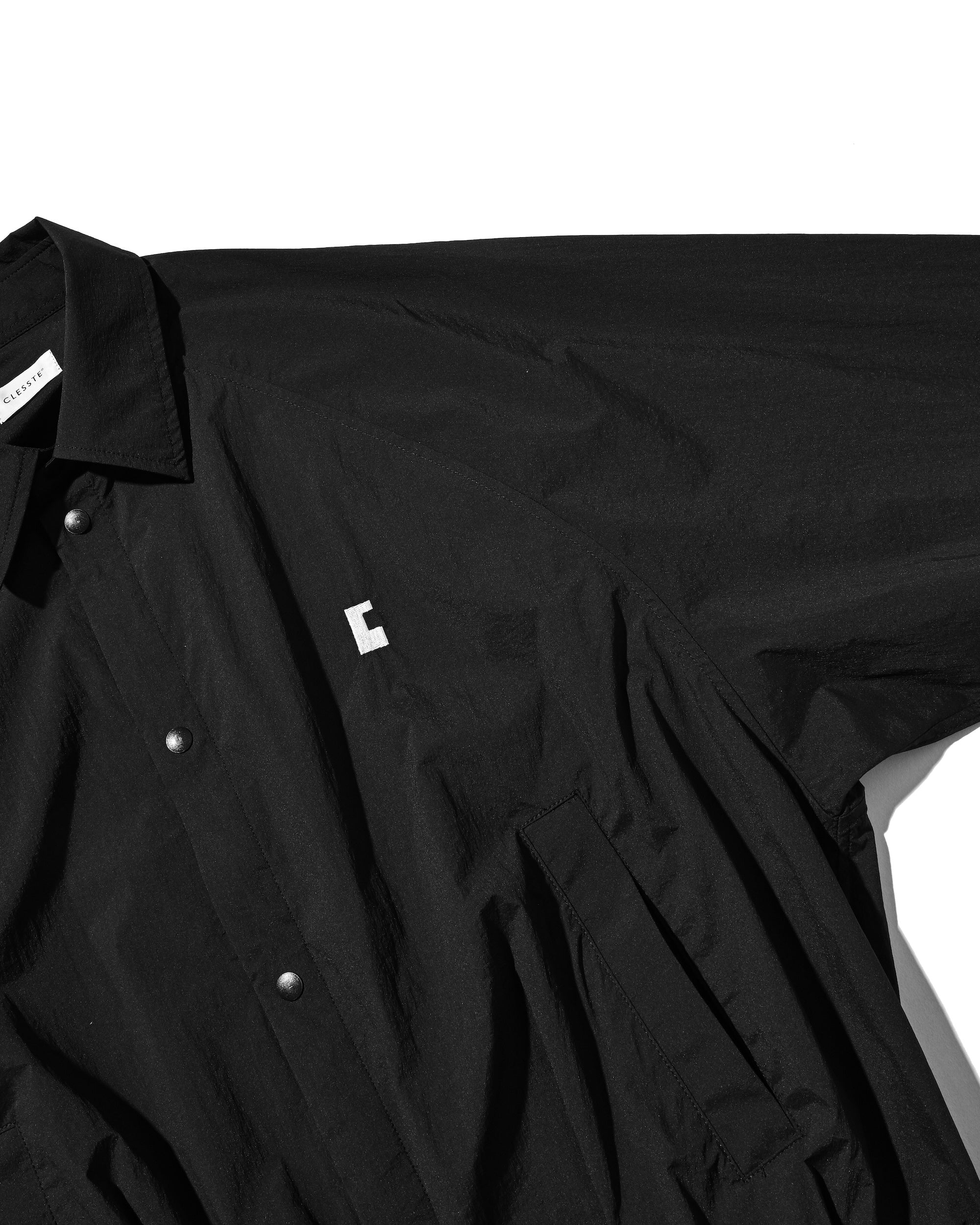 "C” CRISPY NYLON CITY UNIFORM BALLOON L/S SHIRT JACKET (BLACK×WHITE)