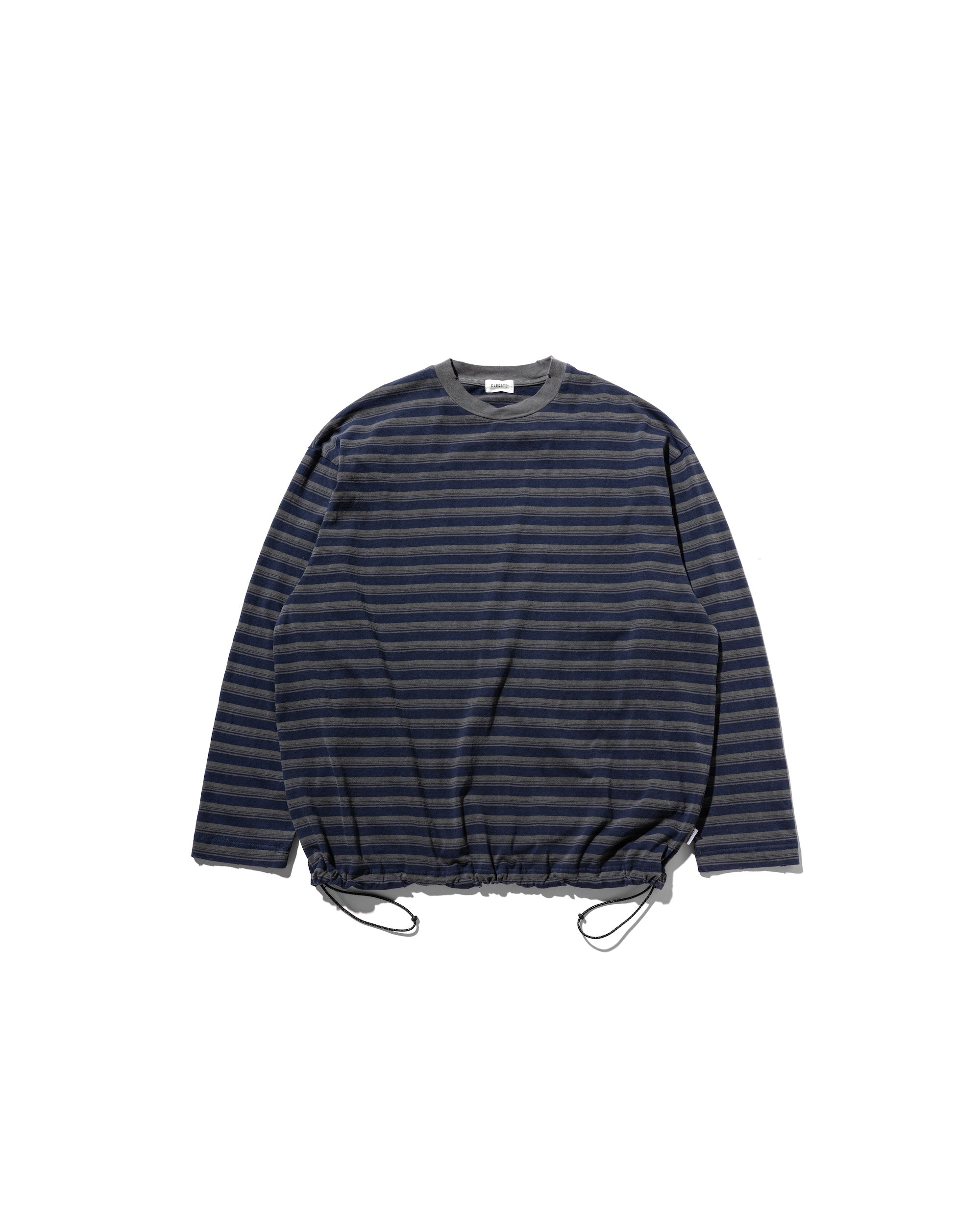 【10.8 WED 20:00- IN STOCK】PIGMENT DYED MULTI STRIPED L/S T-SHIRT WITH DRAWSTRINGS