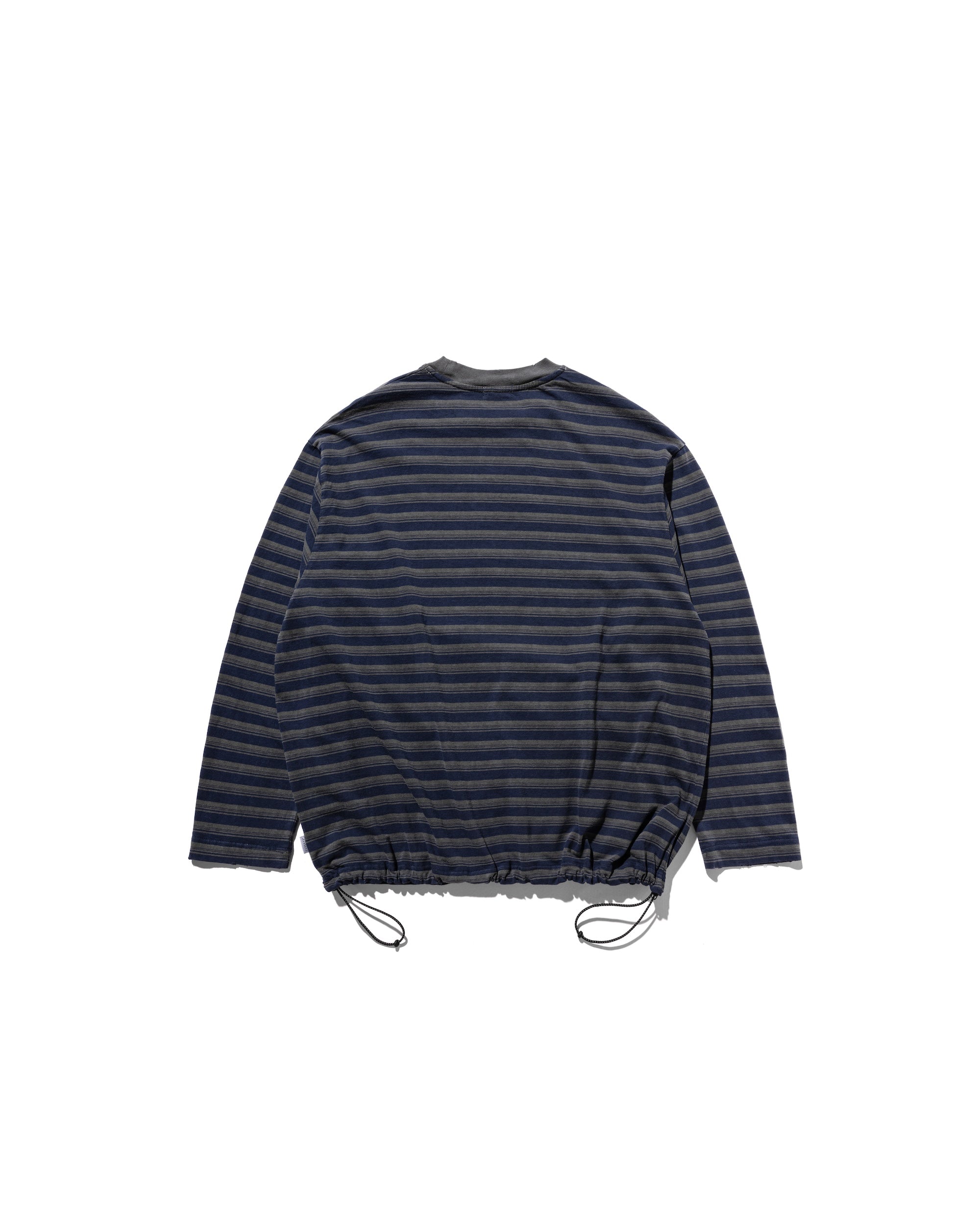 【10.8 WED 20:00- IN STOCK】PIGMENT DYED MULTI STRIPED L/S T-SHIRT WITH DRAWSTRINGS