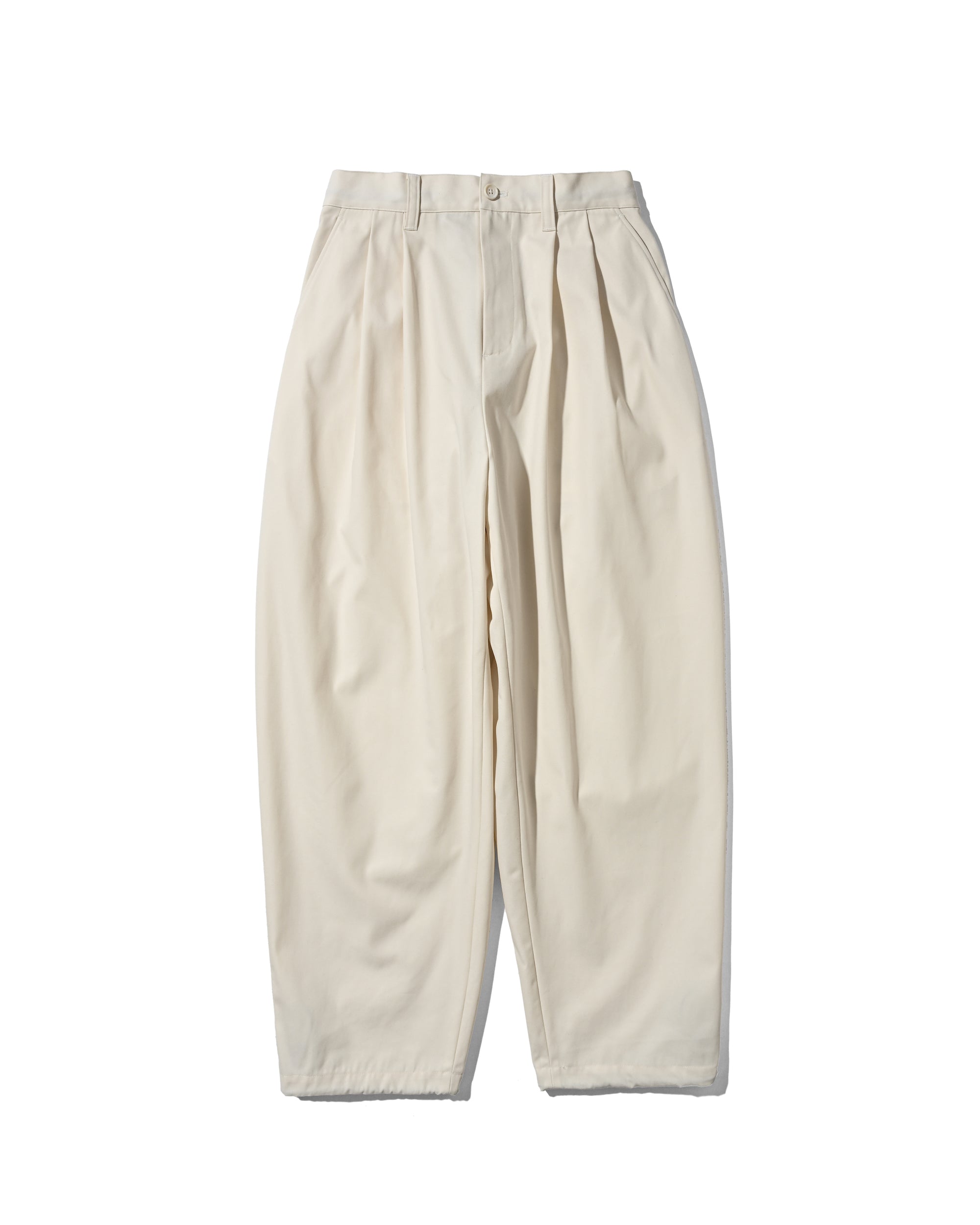 【4.29 WED 20:00- IN STOCK】T/C GABARDINE CITY UNIFORM WIDE TAPERED PANTS (IVORY)