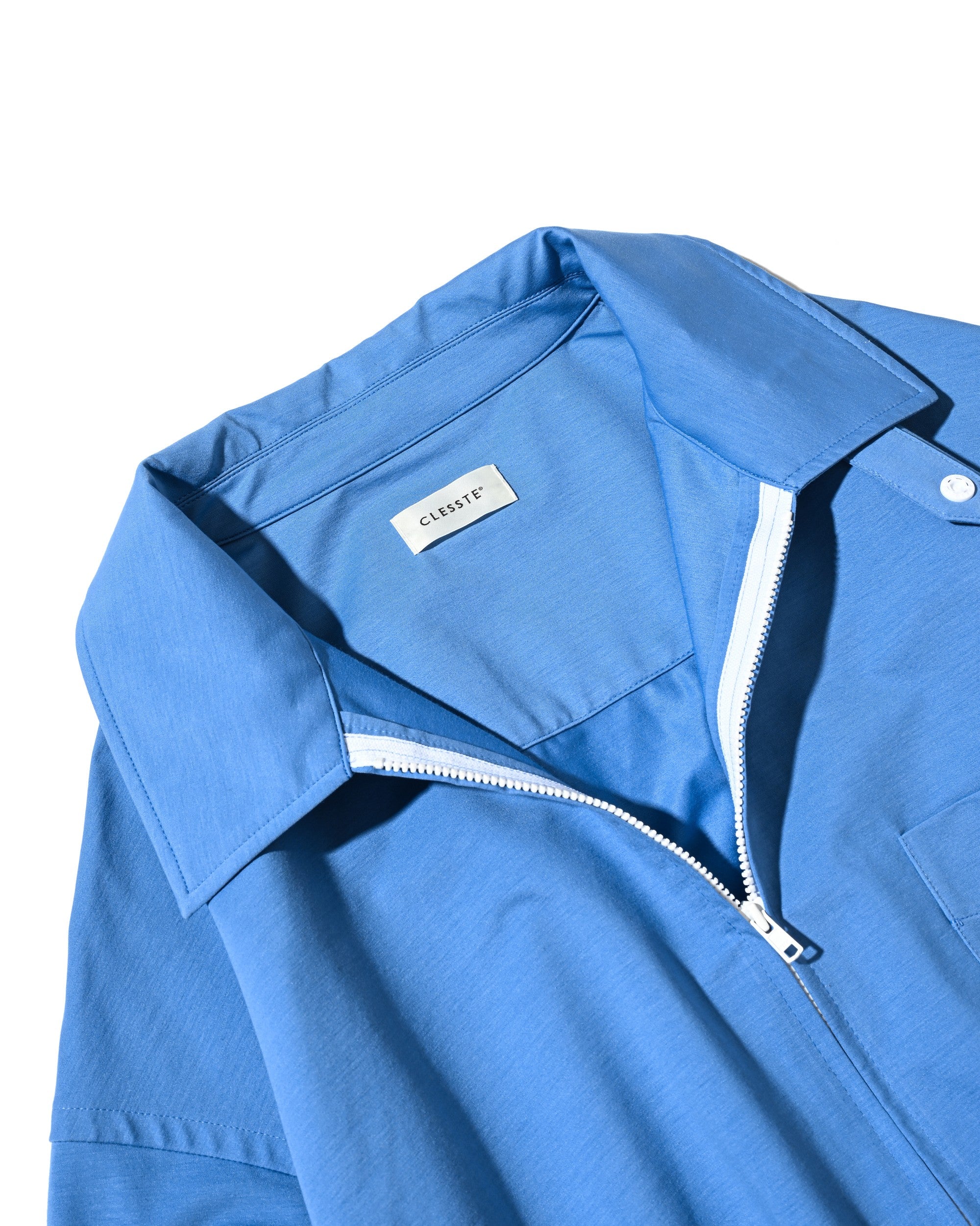【5.30 SAT 20:00- IN STOCK】46G KNIT EVERYDAY ZIP UP L/S SHIRT (SAX BLUE)