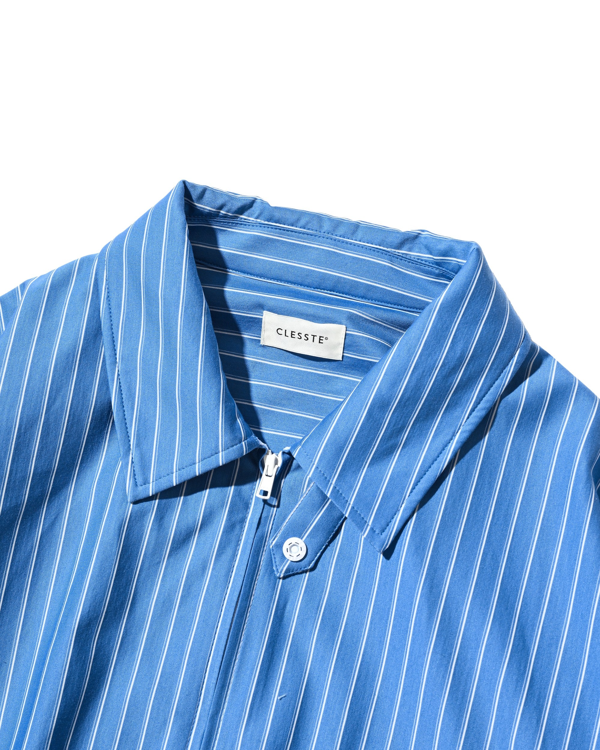 【5.30 SAT 20:00- IN STOCK】THICK/THIN STRIPE 46G KNIT EVERYDAY ZIP UP L/S SHIRT (SAX BLUE STRIPE)