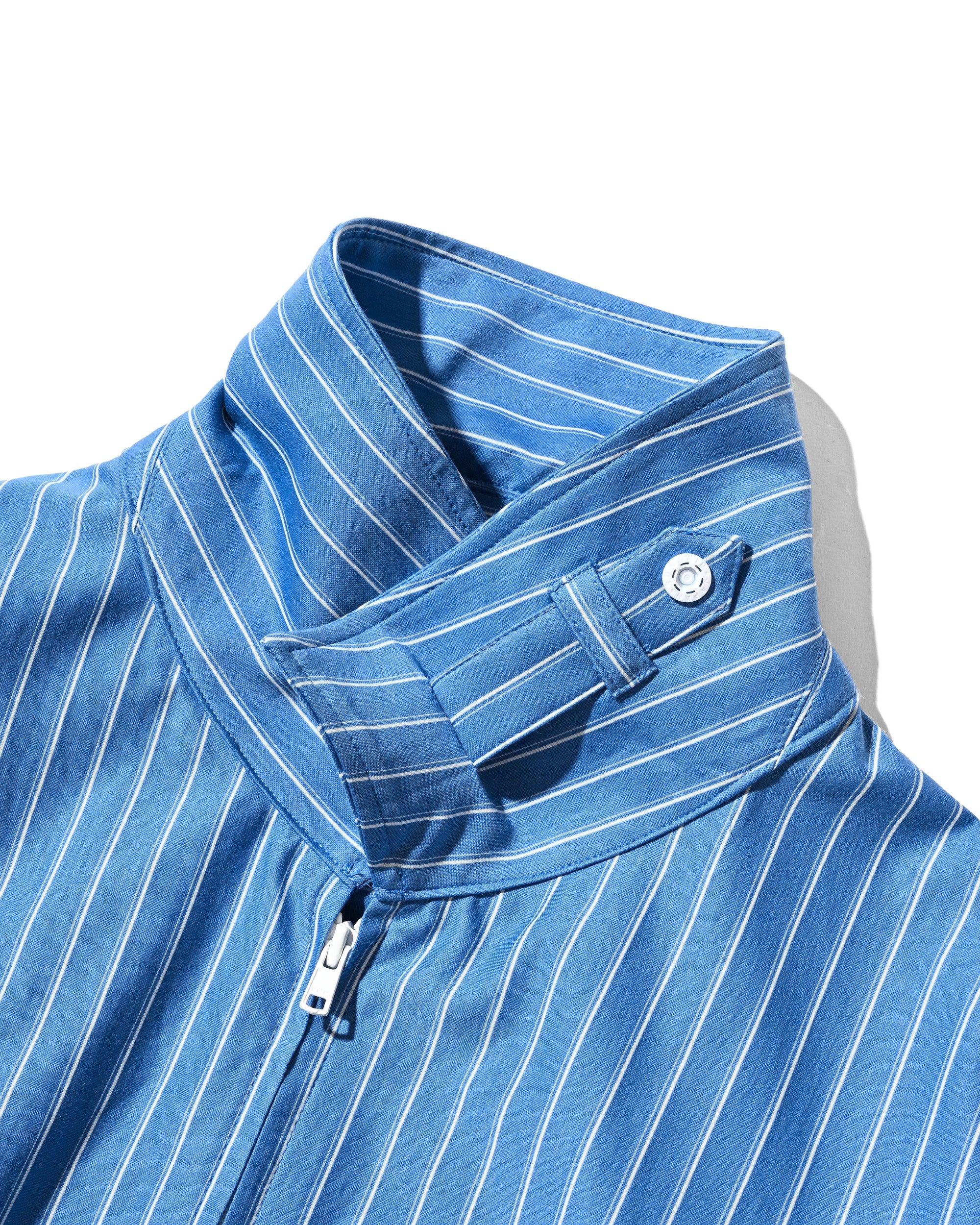 【5.30 SAT 20:00- IN STOCK】THICK/THIN STRIPE 46G KNIT EVERYDAY ZIP UP L/S SHIRT (SAX BLUE STRIPE)