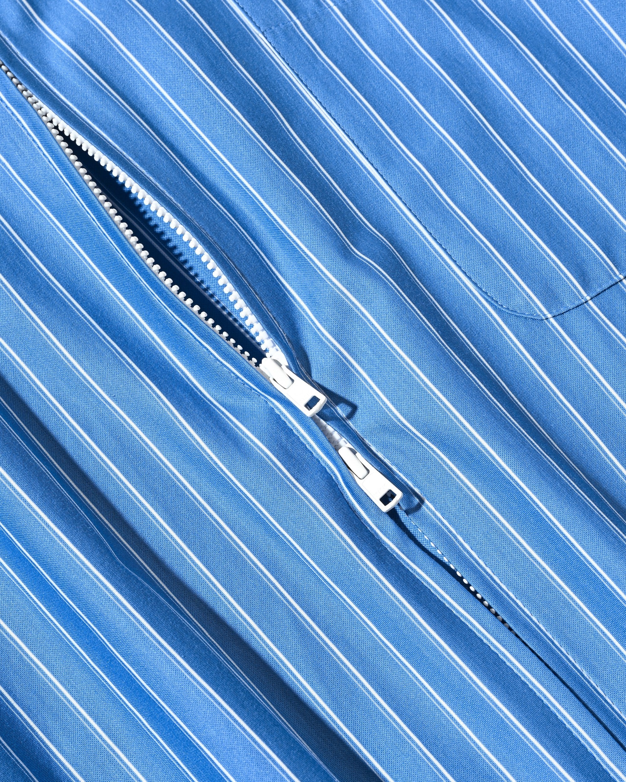 【5.30 SAT 20:00- IN STOCK】THICK/THIN STRIPE 46G KNIT EVERYDAY ZIP UP L/S SHIRT (SAX BLUE STRIPE)