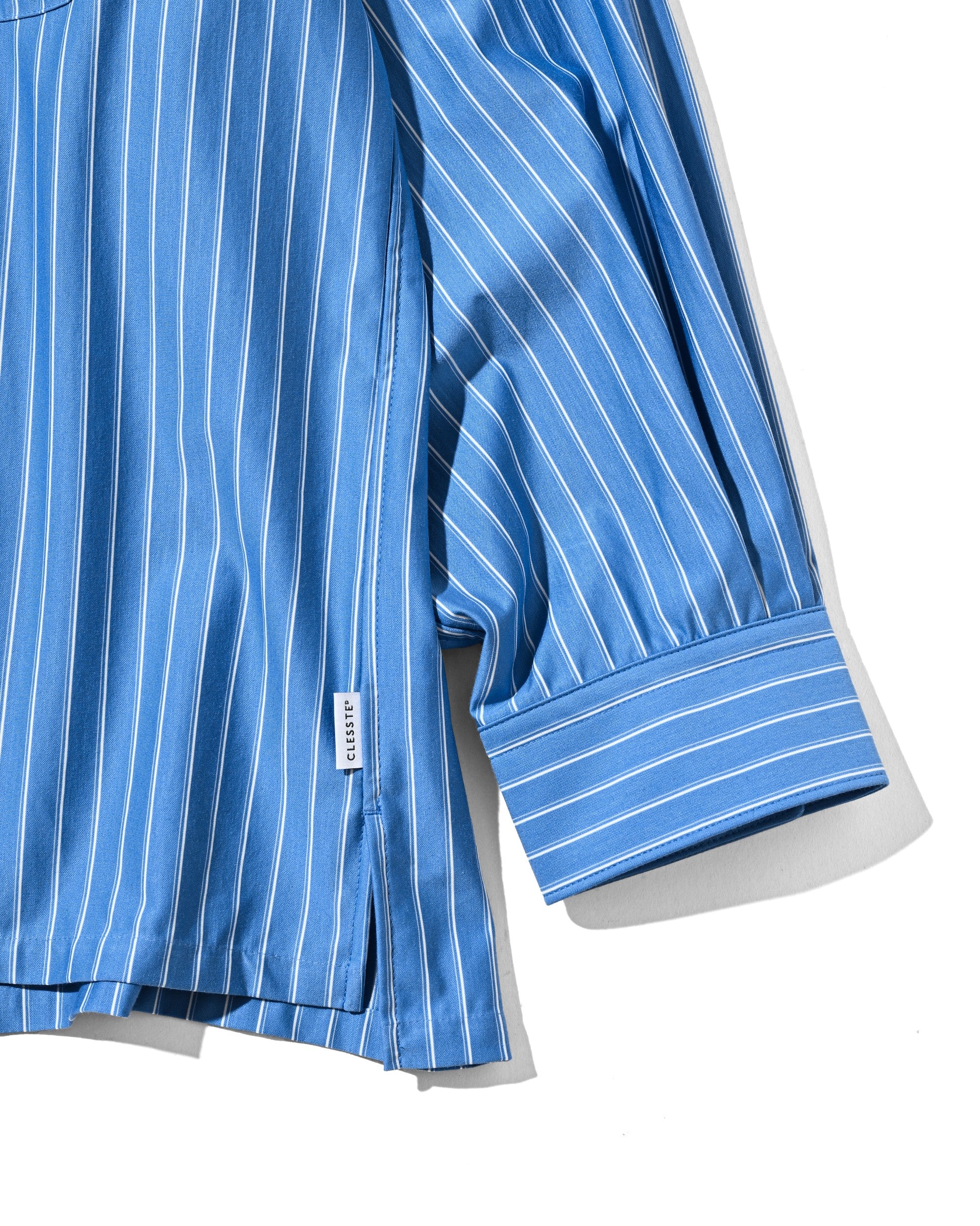 【5.30 SAT 20:00- IN STOCK】THICK/THIN STRIPE 46G KNIT EVERYDAY ZIP UP L/S SHIRT (SAX BLUE STRIPE)