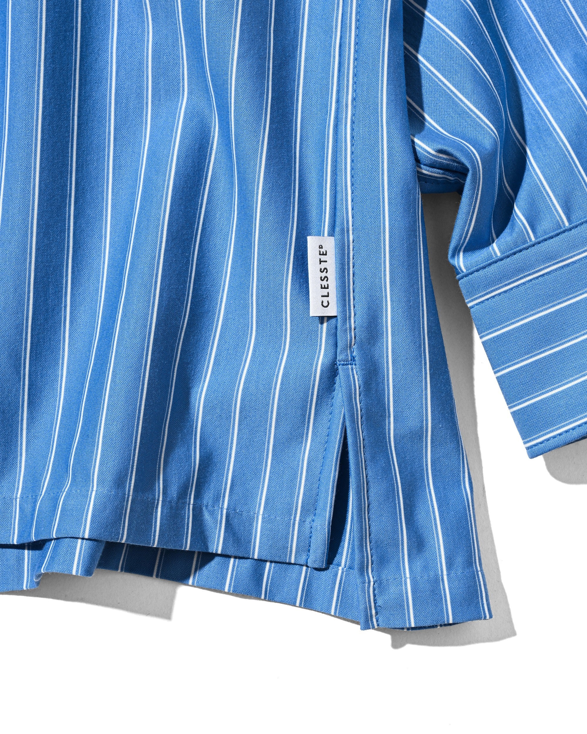 【5.30 SAT 20:00- IN STOCK】THICK/THIN STRIPE 46G KNIT EVERYDAY ZIP UP L/S SHIRT (SAX BLUE STRIPE)