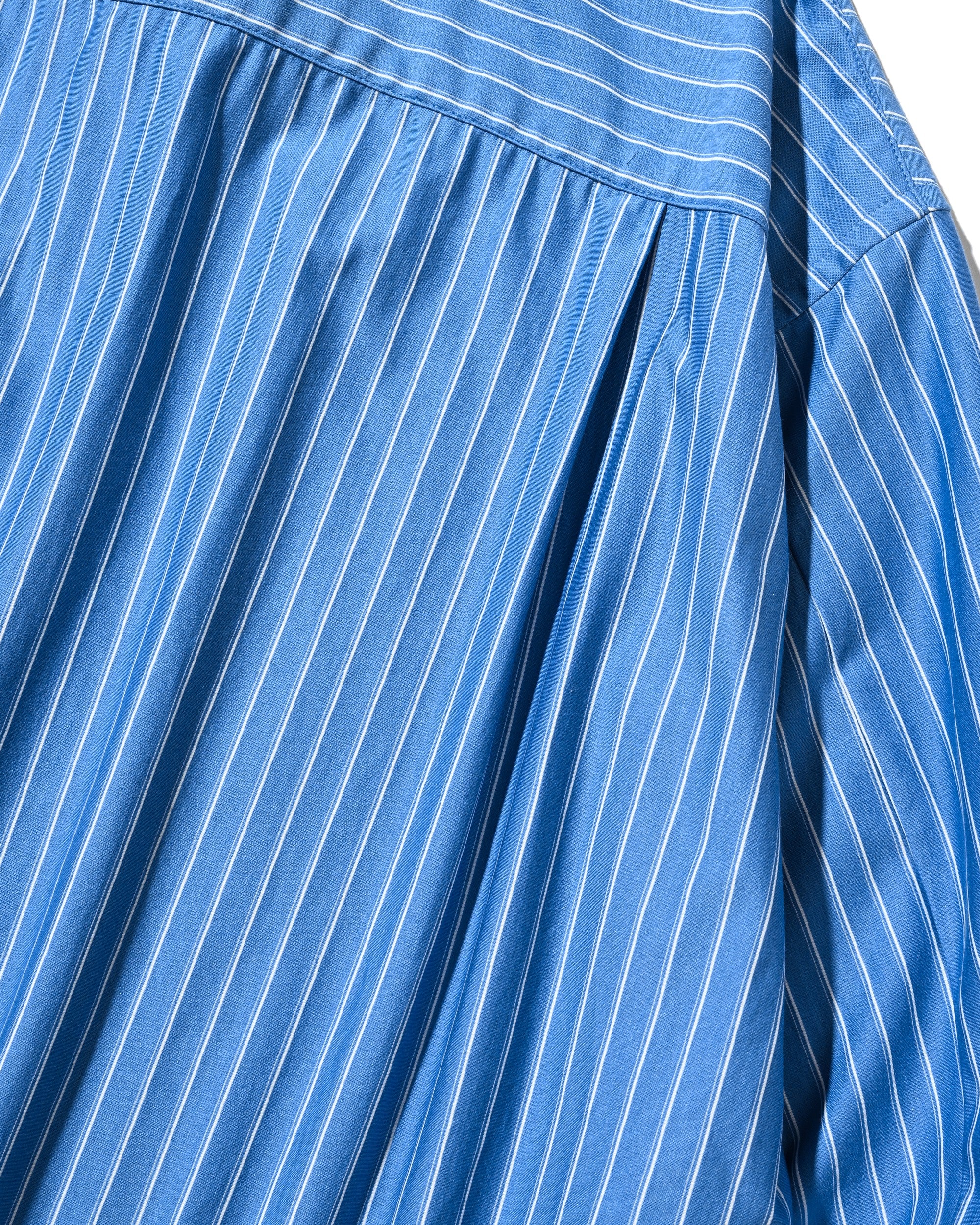 【5.30 SAT 20:00- IN STOCK】THICK/THIN STRIPE 46G KNIT EVERYDAY ZIP UP L/S SHIRT (SAX BLUE STRIPE)