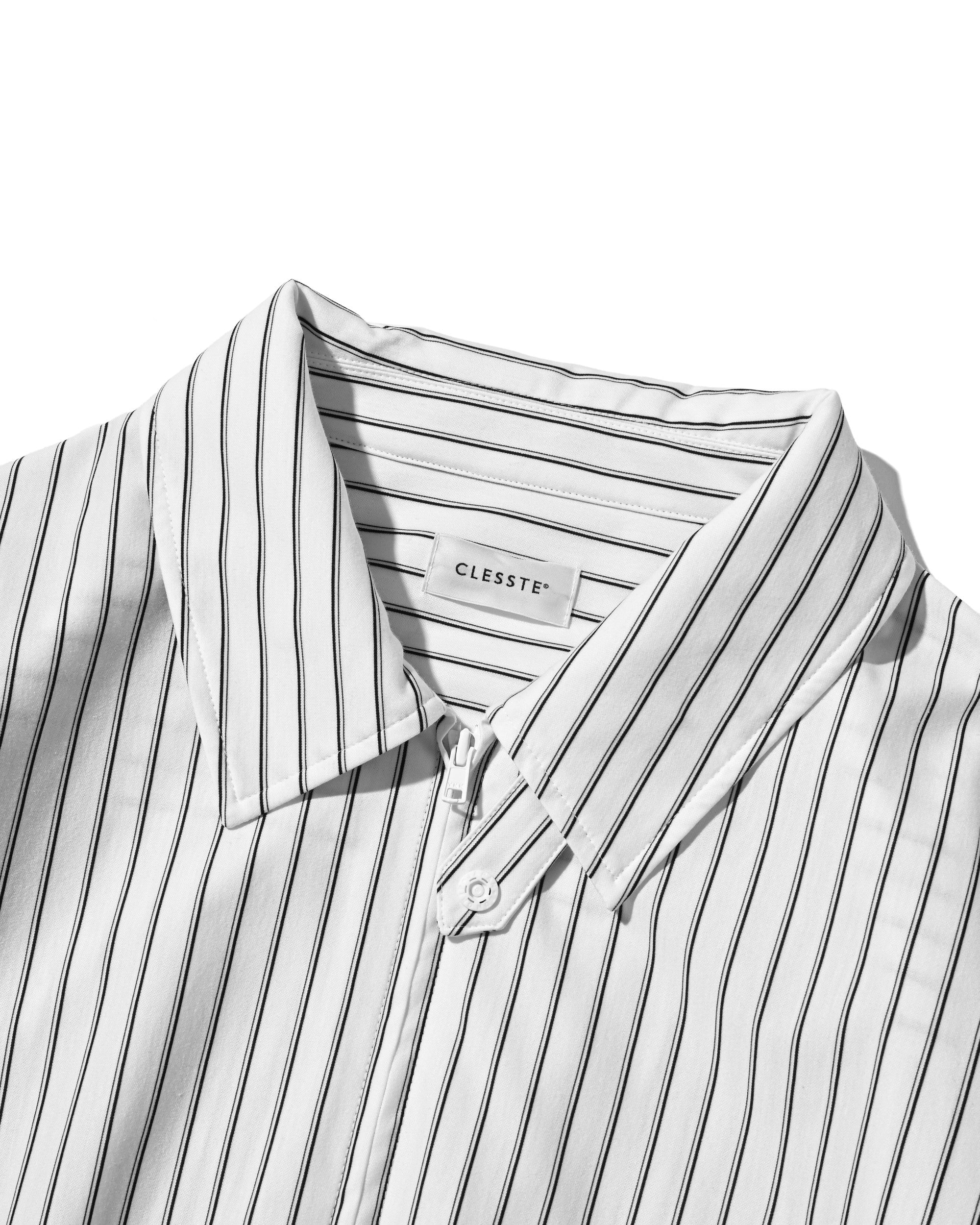 【5.30 SAT 20:00- IN STOCK】THICK/THIN STRIPE 46G KNIT EVERYDAY ZIP UP L/S SHIRT (WHITE STRIPE)