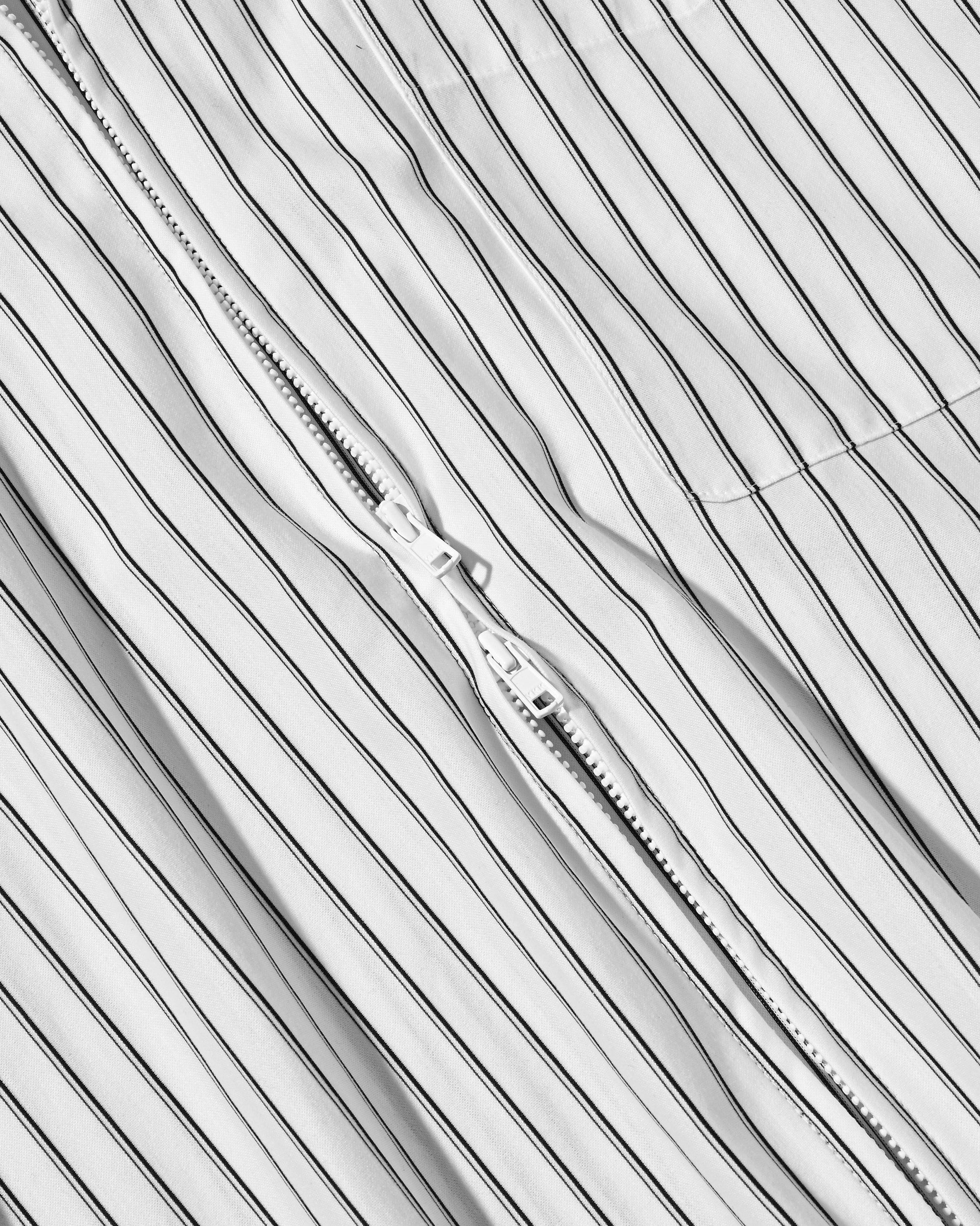 【5.30 SAT 20:00- IN STOCK】THICK/THIN STRIPE 46G KNIT EVERYDAY ZIP UP L/S SHIRT (WHITE STRIPE)