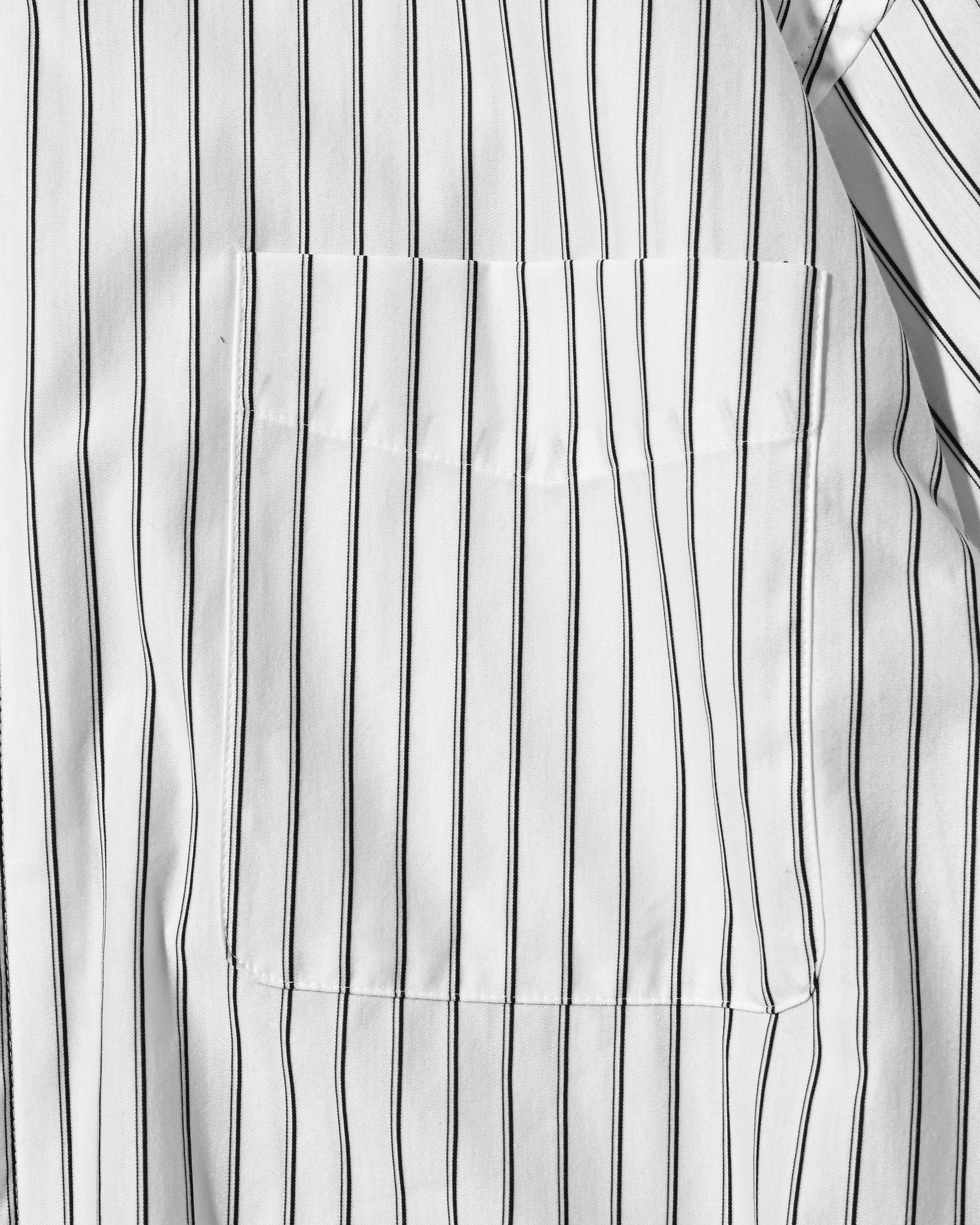 【5.30 SAT 20:00- IN STOCK】THICK/THIN STRIPE 46G KNIT EVERYDAY ZIP UP L/S SHIRT (WHITE STRIPE)