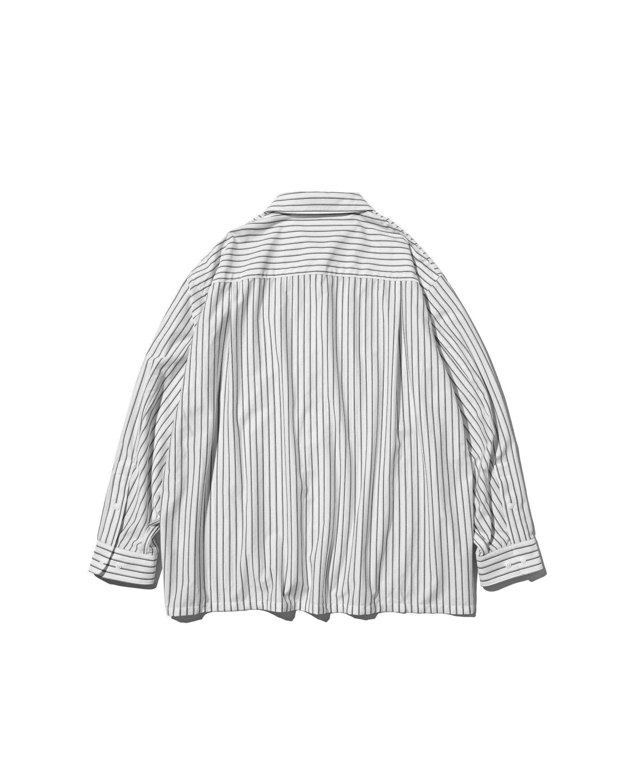 【5.30 SAT 20:00- IN STOCK】THICK/THIN STRIPE 46G KNIT EVERYDAY ZIP UP L/S SHIRT (WHITE STRIPE)
