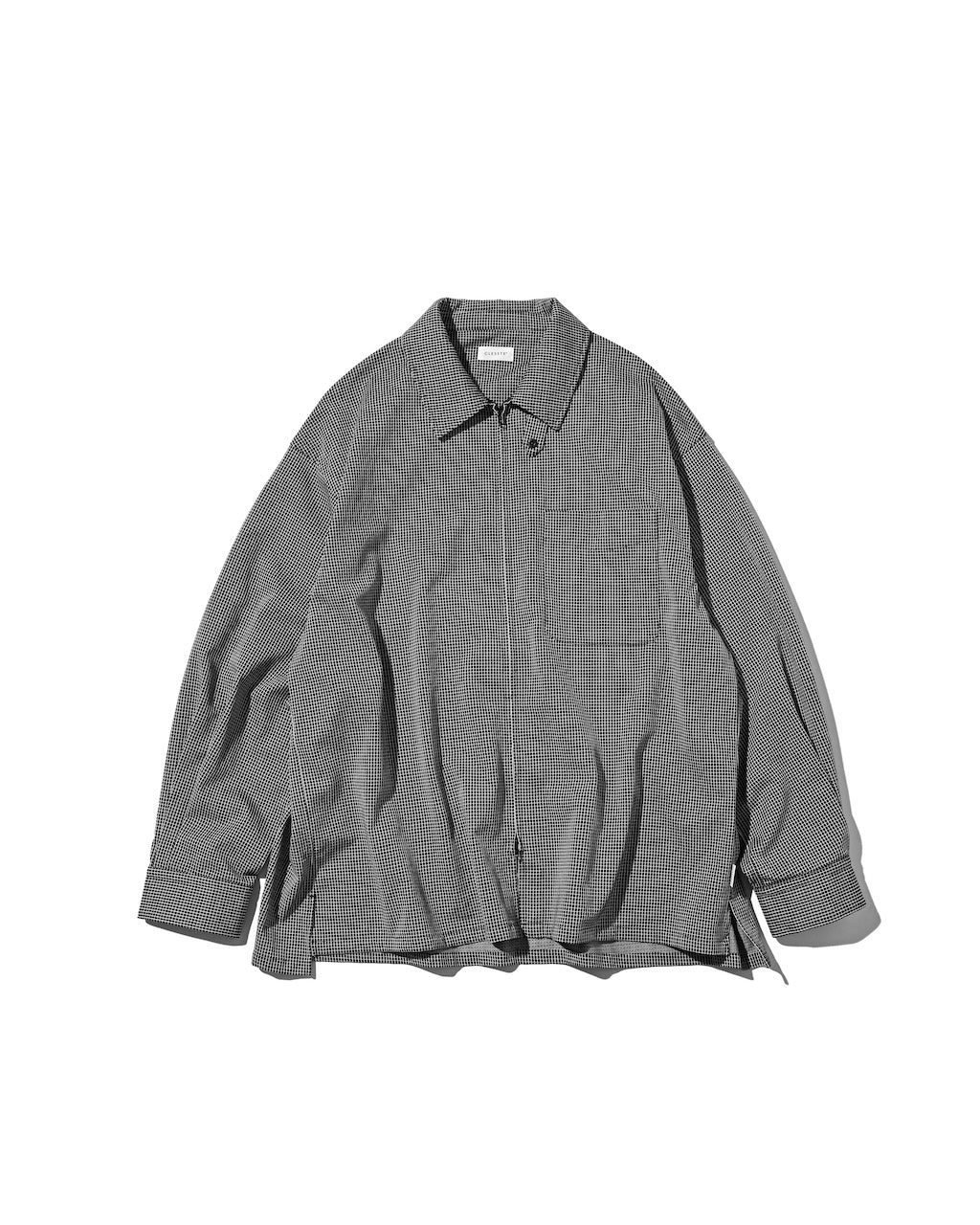 【10.24 SAT 20:00- IN STOCK】 MINI GRID CHECK 36G KNIT EVERYDAY ZIP UP L/S SHIRT (BLACK×WHITE)