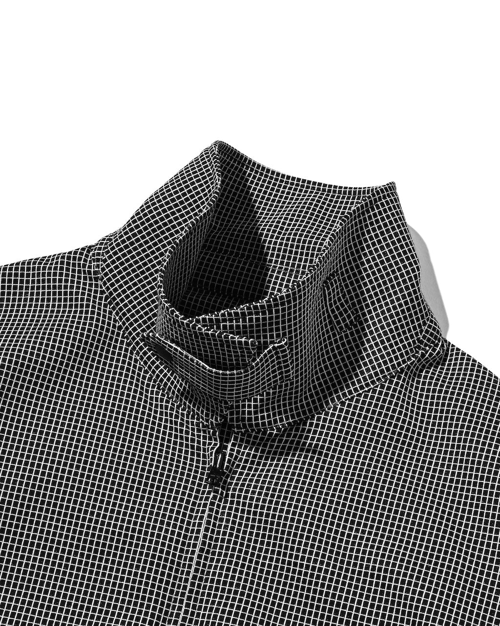 【10.24 SAT 20:00- IN STOCK】 MINI GRID CHECK 36G KNIT EVERYDAY ZIP UP L/S SHIRT (BLACK×WHITE)