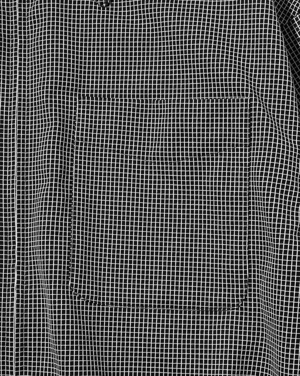 【10.24 SAT 20:00- IN STOCK】 MINI GRID CHECK 36G KNIT EVERYDAY ZIP UP L/S SHIRT (BLACK×WHITE)