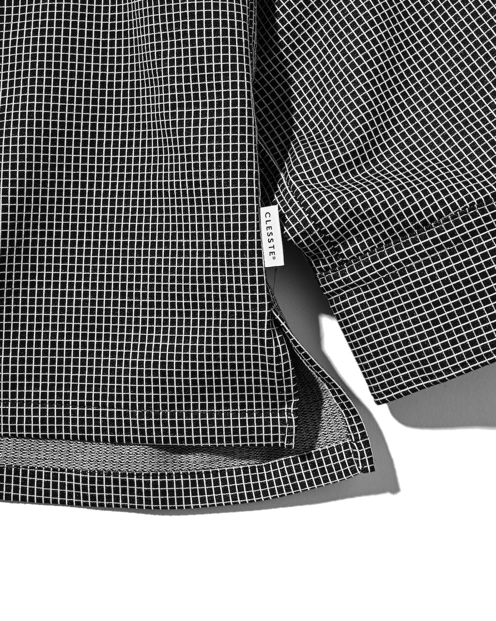【10.24 SAT 20:00- IN STOCK】 MINI GRID CHECK 36G KNIT EVERYDAY ZIP UP L/S SHIRT (BLACK×WHITE)