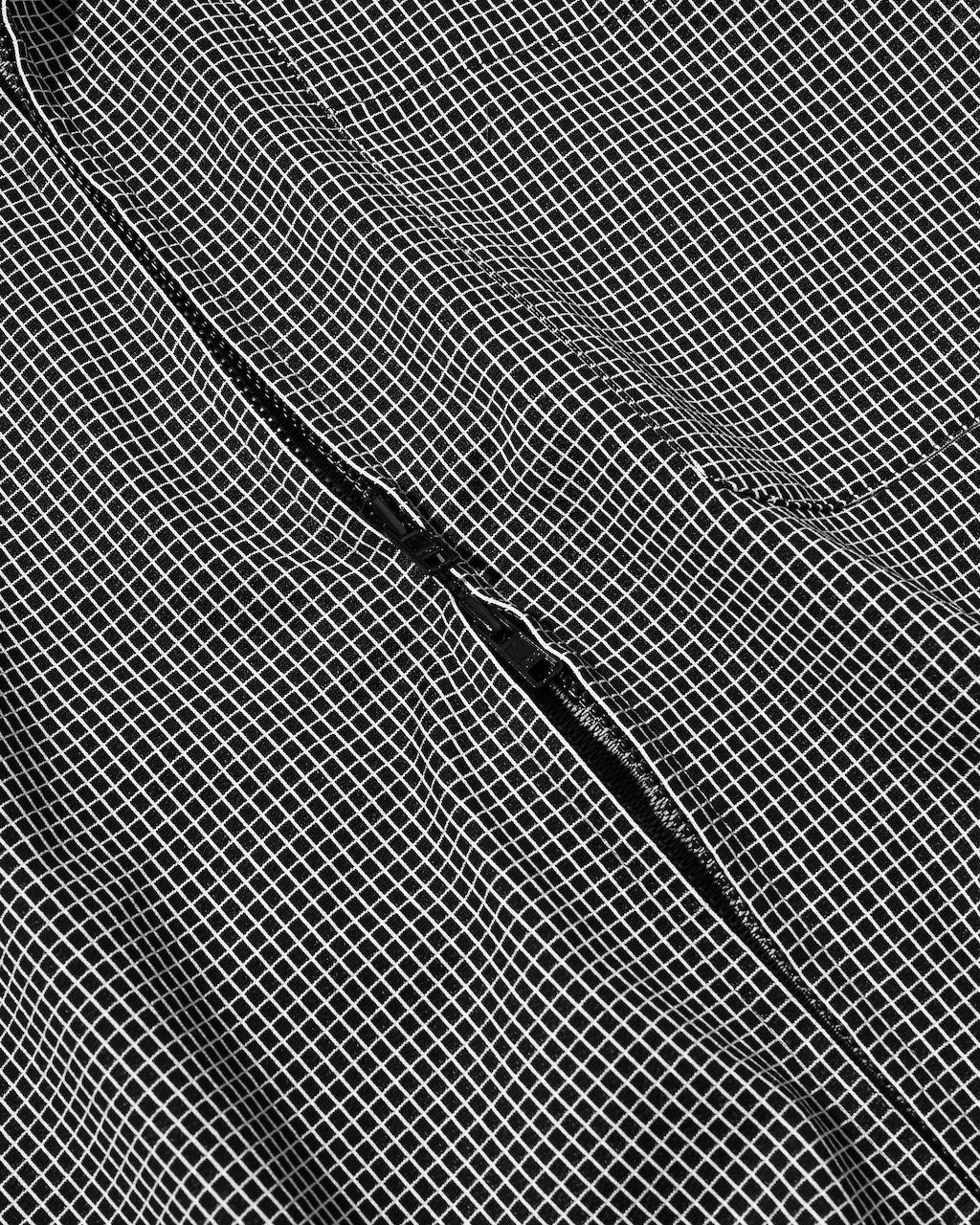 【10.24 SAT 20:00- IN STOCK】 MINI GRID CHECK 36G KNIT EVERYDAY ZIP UP L/S SHIRT (BLACK×WHITE)