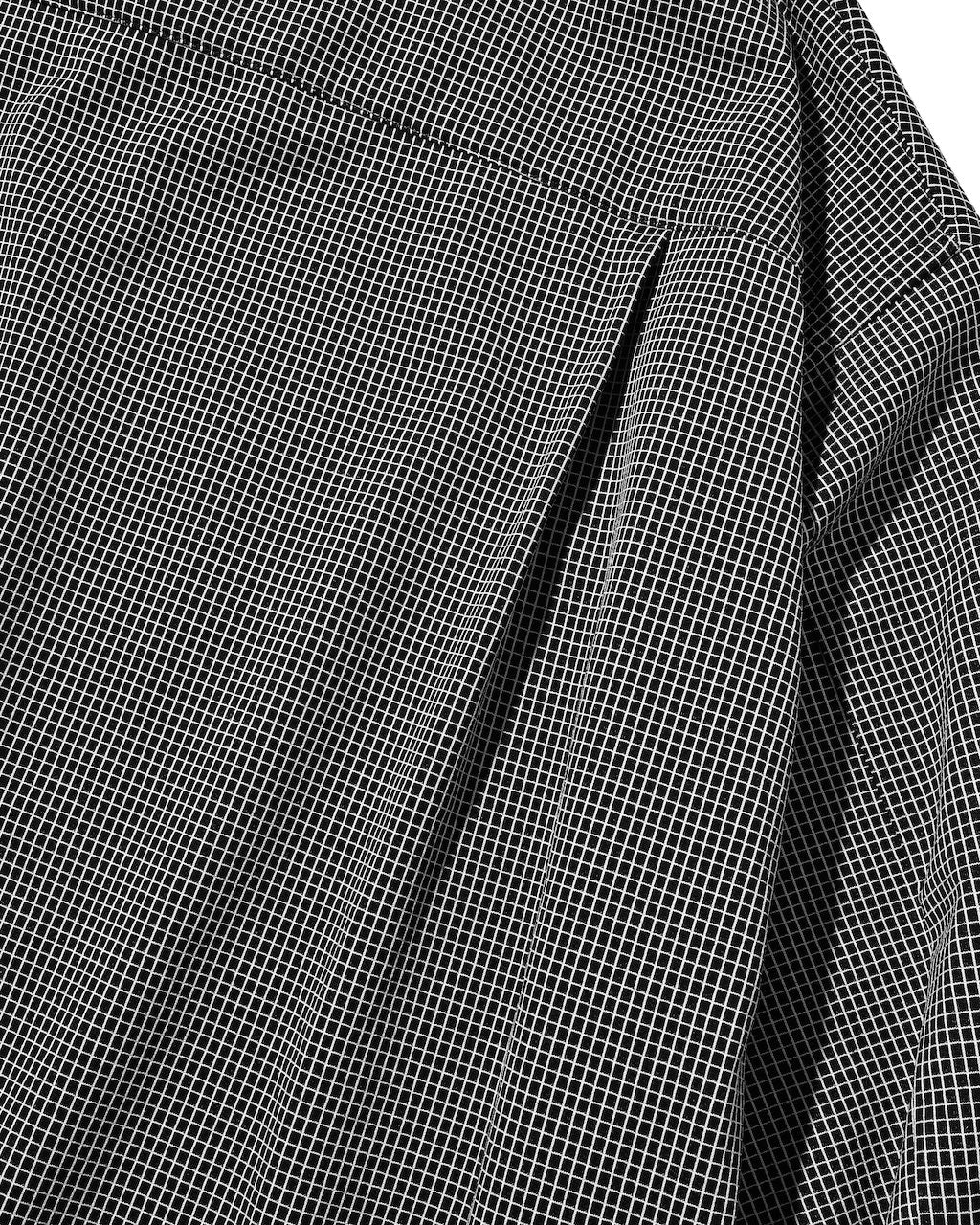 【10.24 SAT 20:00- IN STOCK】 MINI GRID CHECK 36G KNIT EVERYDAY ZIP UP L/S SHIRT (BLACK×WHITE)