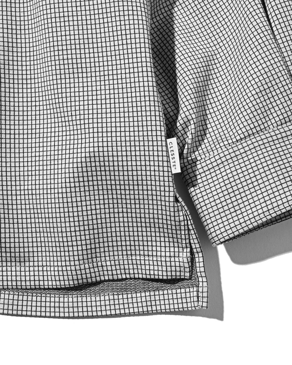 【10.24 SAT 20:00- IN STOCK】 MINI GRID CHECK 36G KNIT EVERYDAY ZIP UP L/S SHIRT (WHITE×BLACK)
