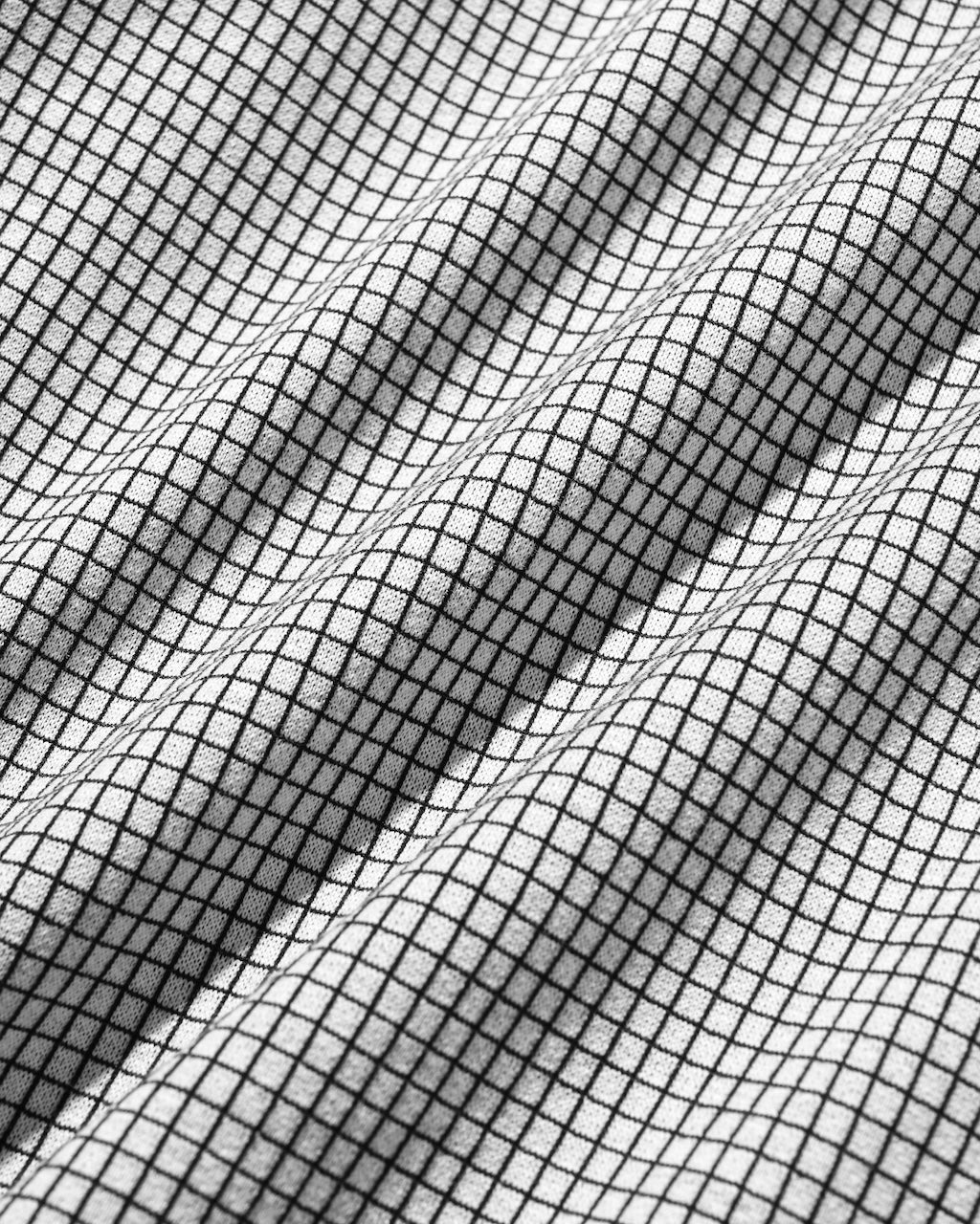 【10.24 SAT 20:00- IN STOCK】 MINI GRID CHECK 36G KNIT EVERYDAY ZIP UP L/S SHIRT (WHITE×BLACK)