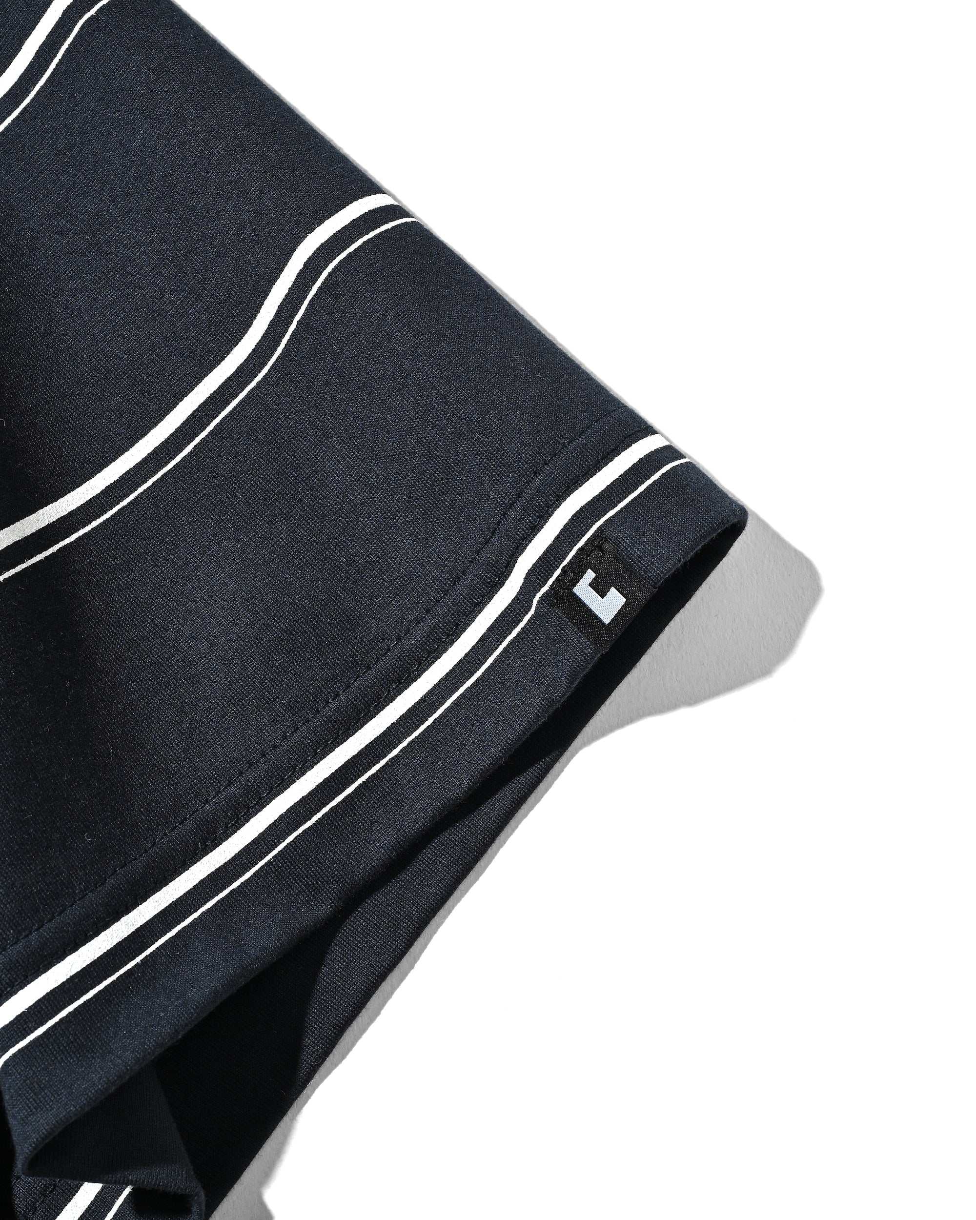 THICK THIN STRIPE S/S T-SHIRT WITH DRAWSTRINGS (NAVY)