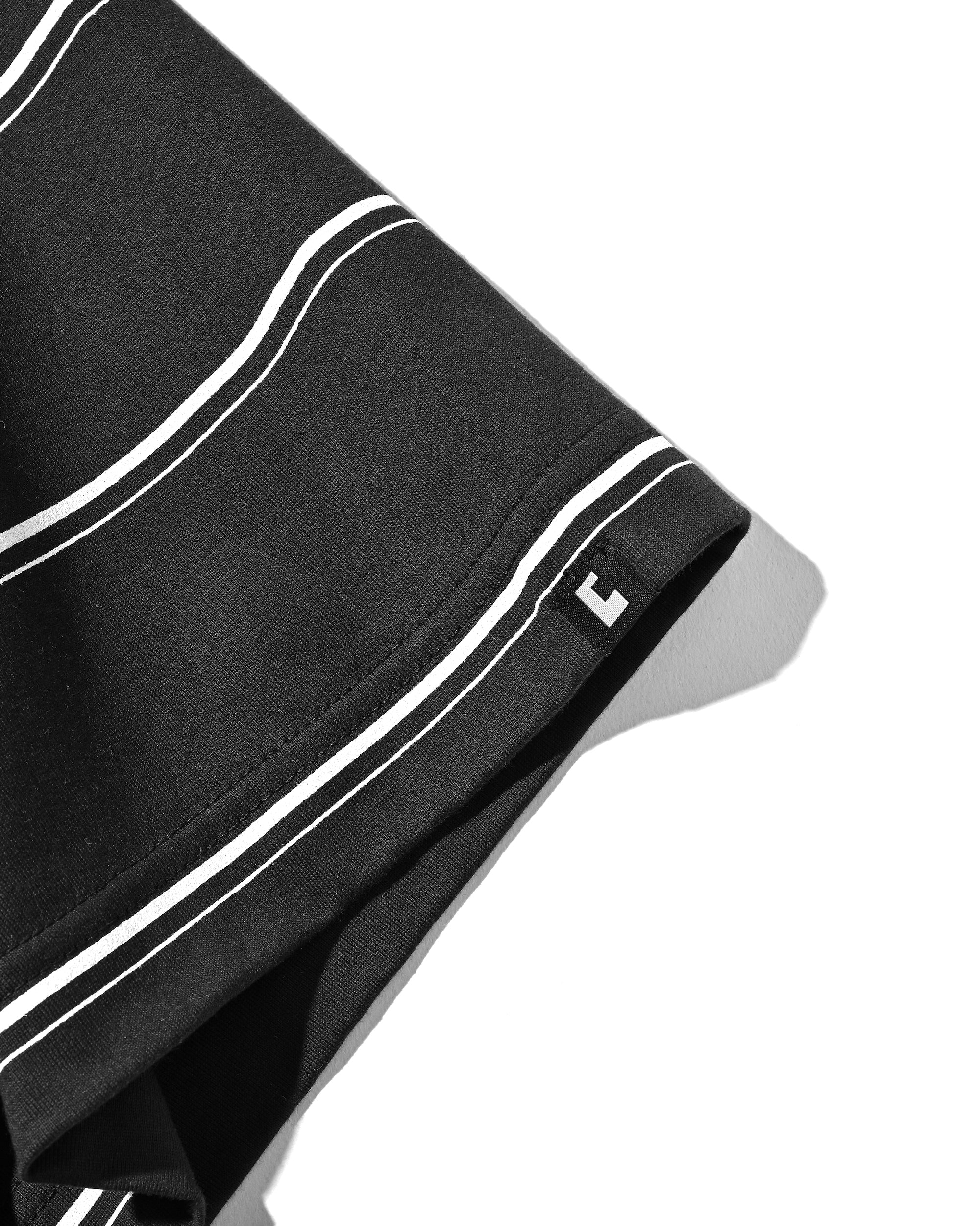 THICK THIN STRIPE S/S T-SHIRT WITH DRAWSTRINGS (BLACK)
