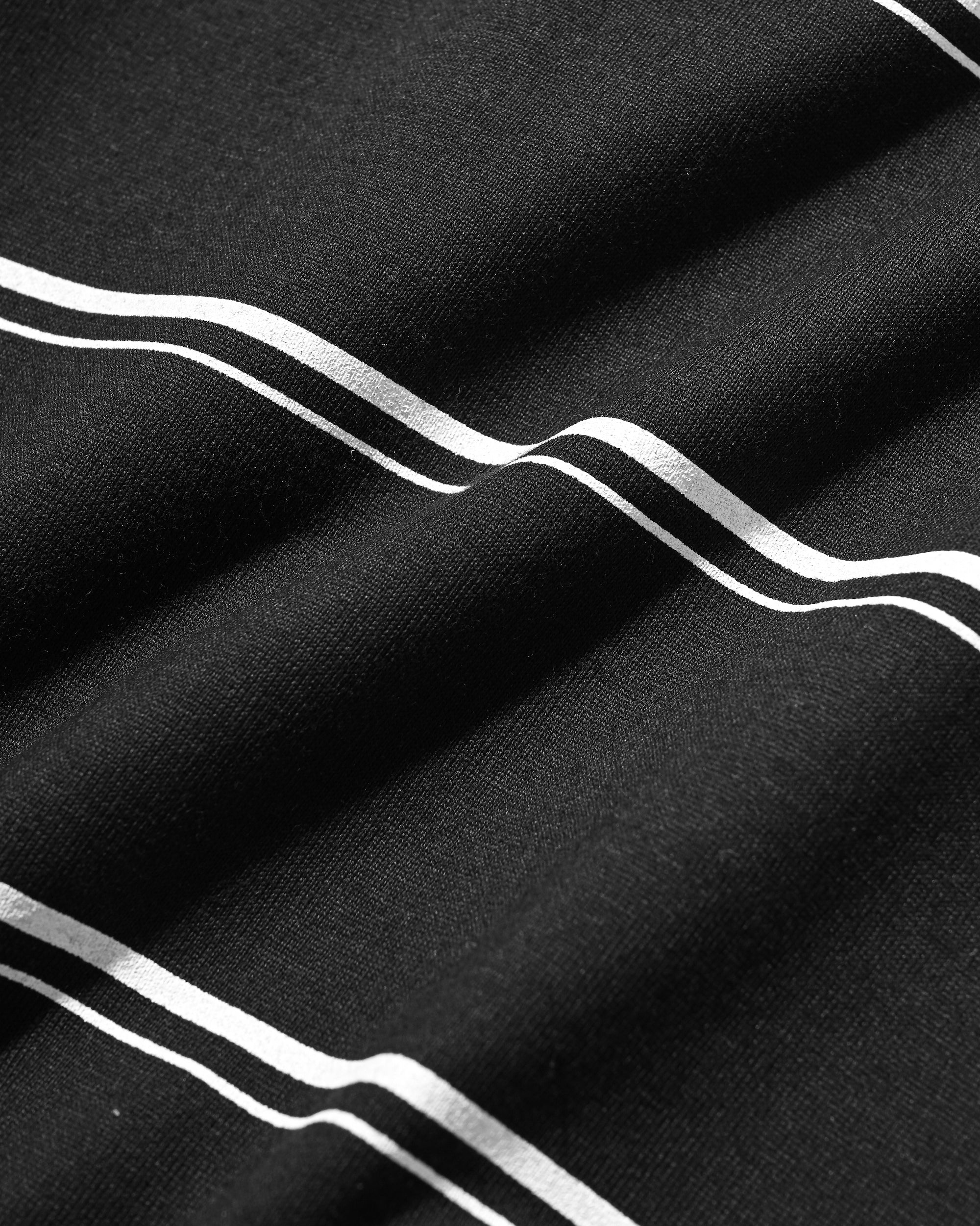 THICK THIN STRIPE S/S T-SHIRT WITH DRAWSTRINGS (BLACK)