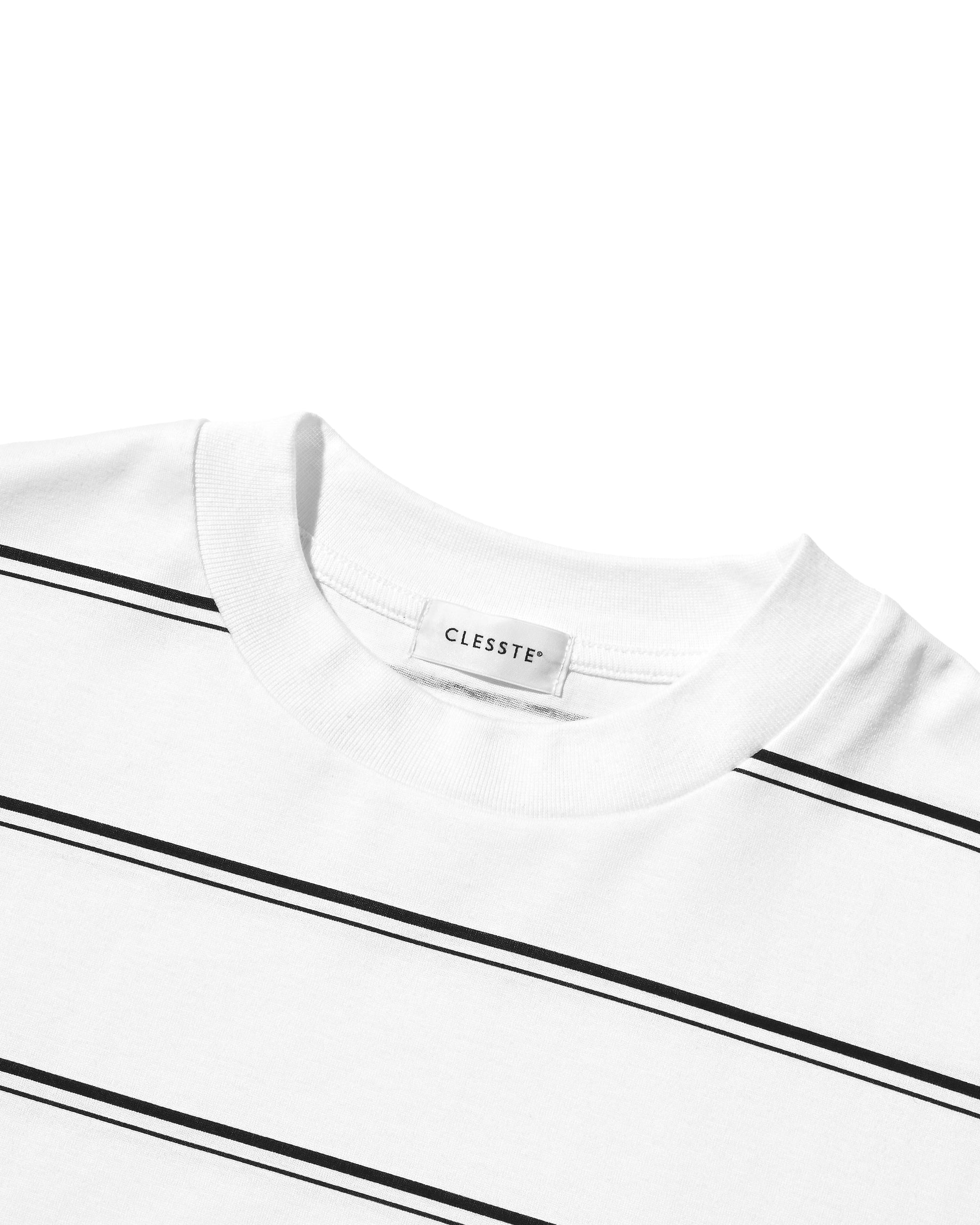 THICK THIN STRIPE S/S T-SHIRT WITH DRAWSTRINGS (WHITE)