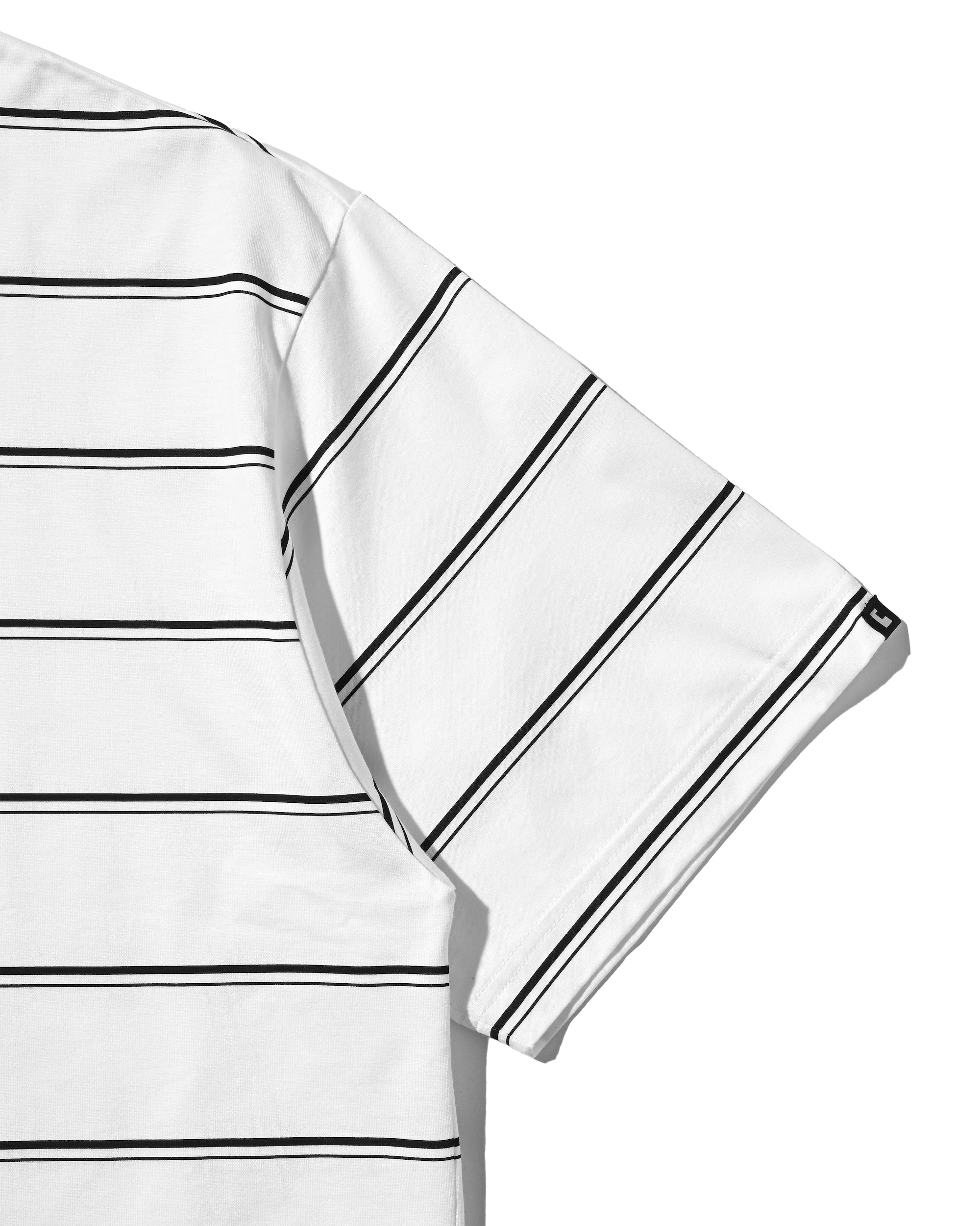THICK THIN STRIPE S/S T-SHIRT WITH DRAWSTRINGS (WHITE)