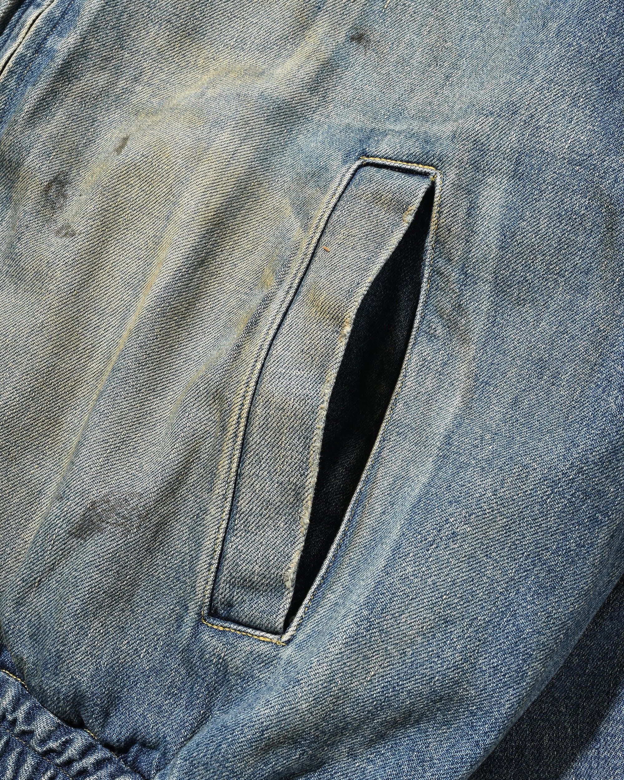 【9.2 WED 20:00- IN STOCK】VINTAGE DYED SELVEDGE DENIM CITY UTILITY JACKET (LIGHT INDIGO)