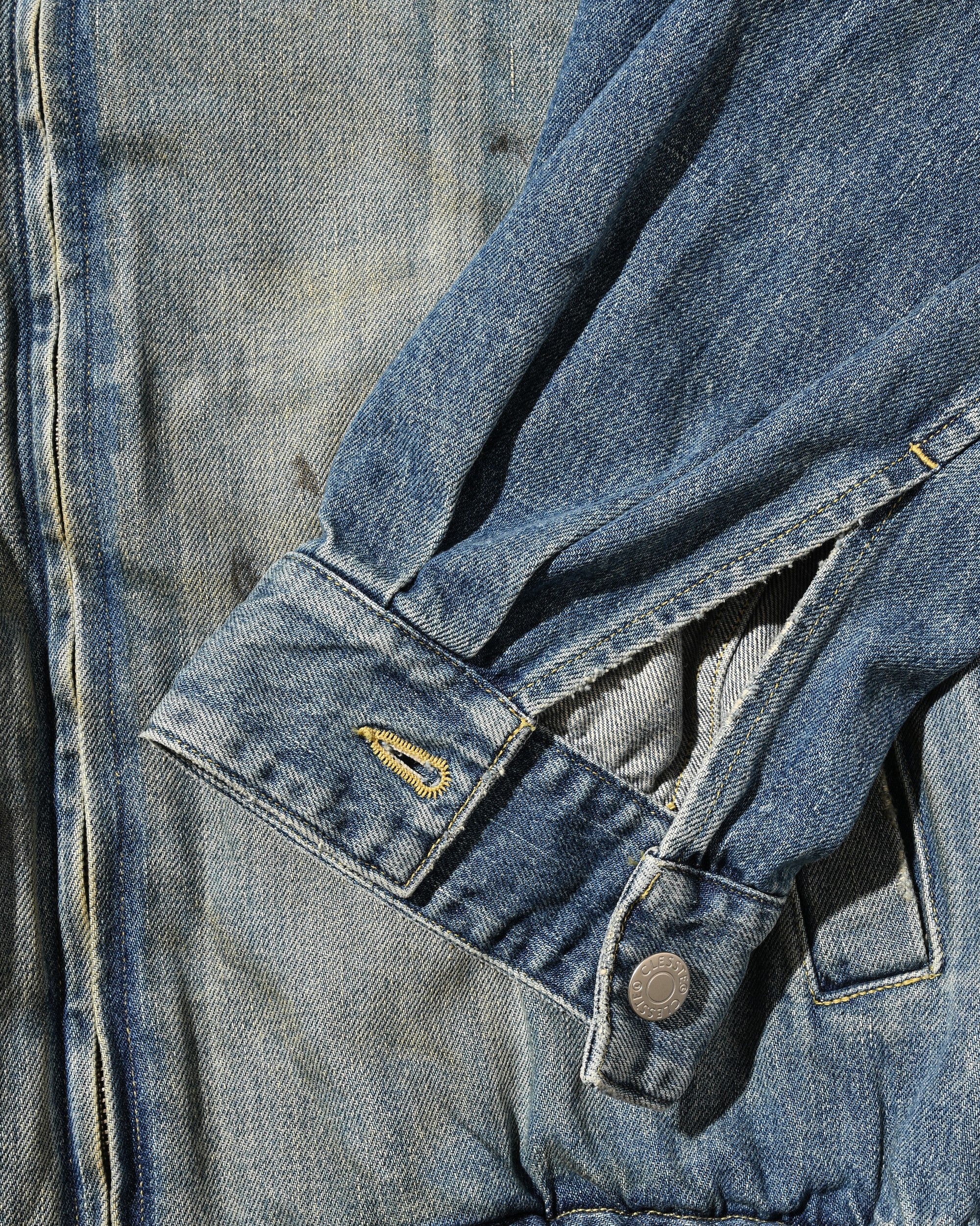 【9.2 WED 20:00- IN STOCK】VINTAGE DYED SELVEDGE DENIM CITY UTILITY JACKET (LIGHT INDIGO)