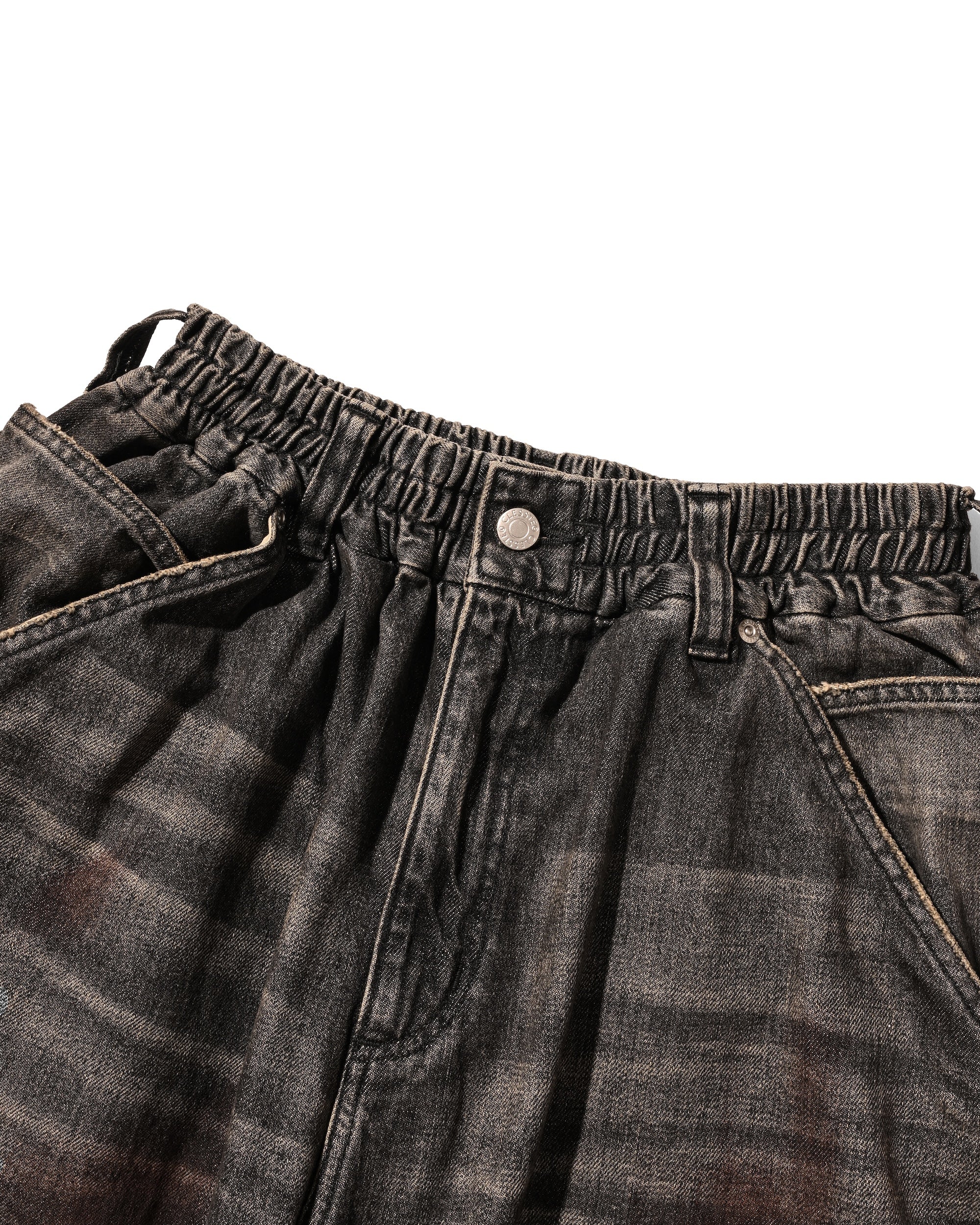 VINTAGE DYED SELVEDGE DENIM DOUBLE KNEE CURVED WORKER PANTS (VINTAGE B
