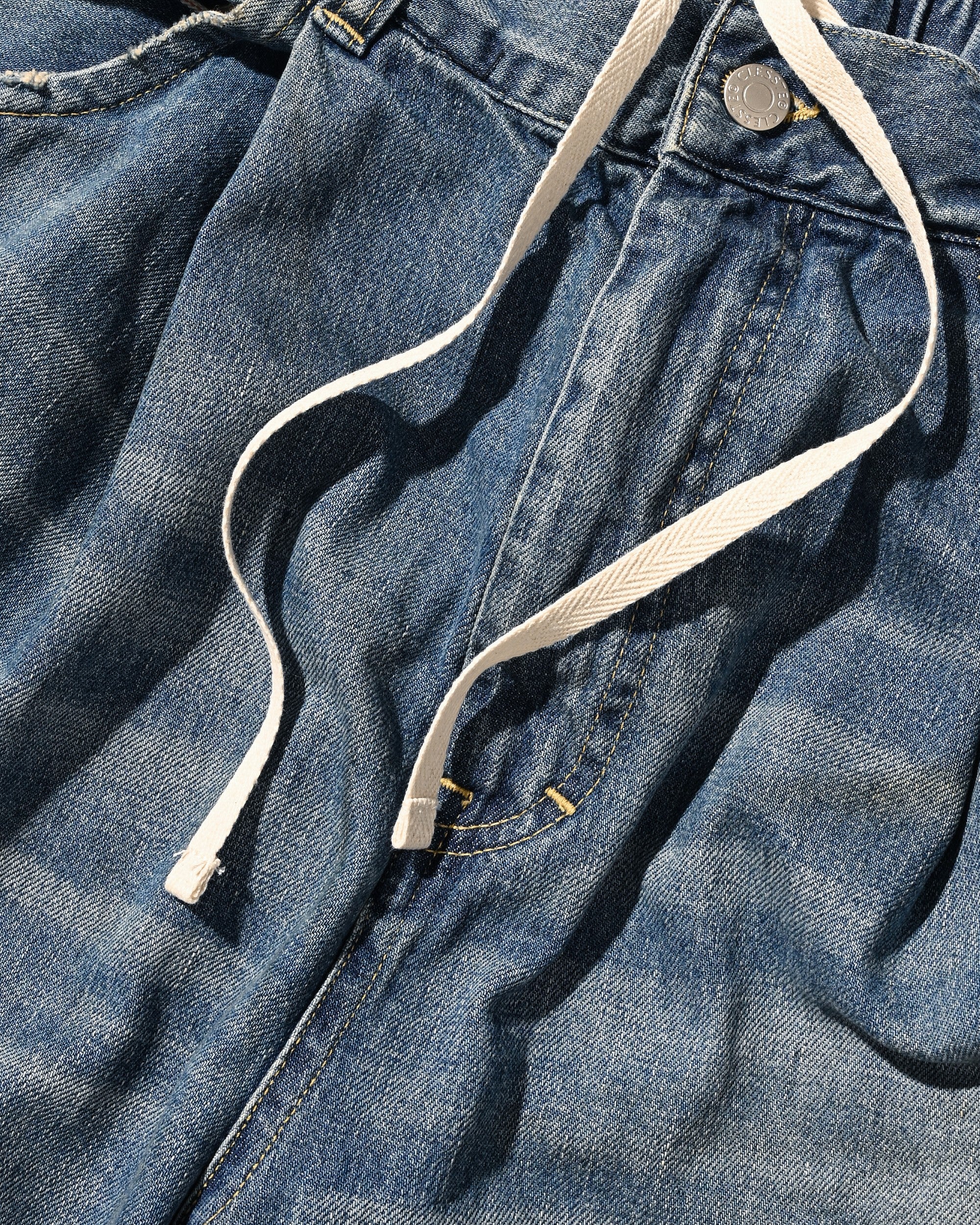 VINTAGE DYED SELVEDGE DENIM CITY MASSIVE UTILITY PANTS (VINTAGE LIGHT INDIGO)